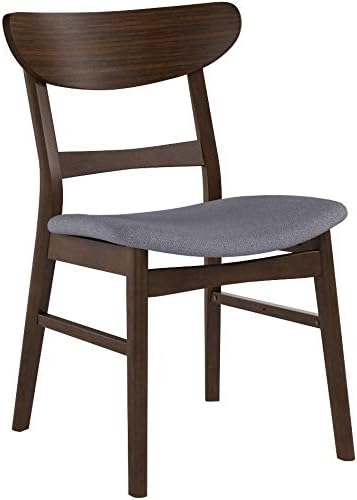 Christopher Knight Home Idalia Dining Chairs, 2-Pcs Set, Dark Grey / Walnut Finish