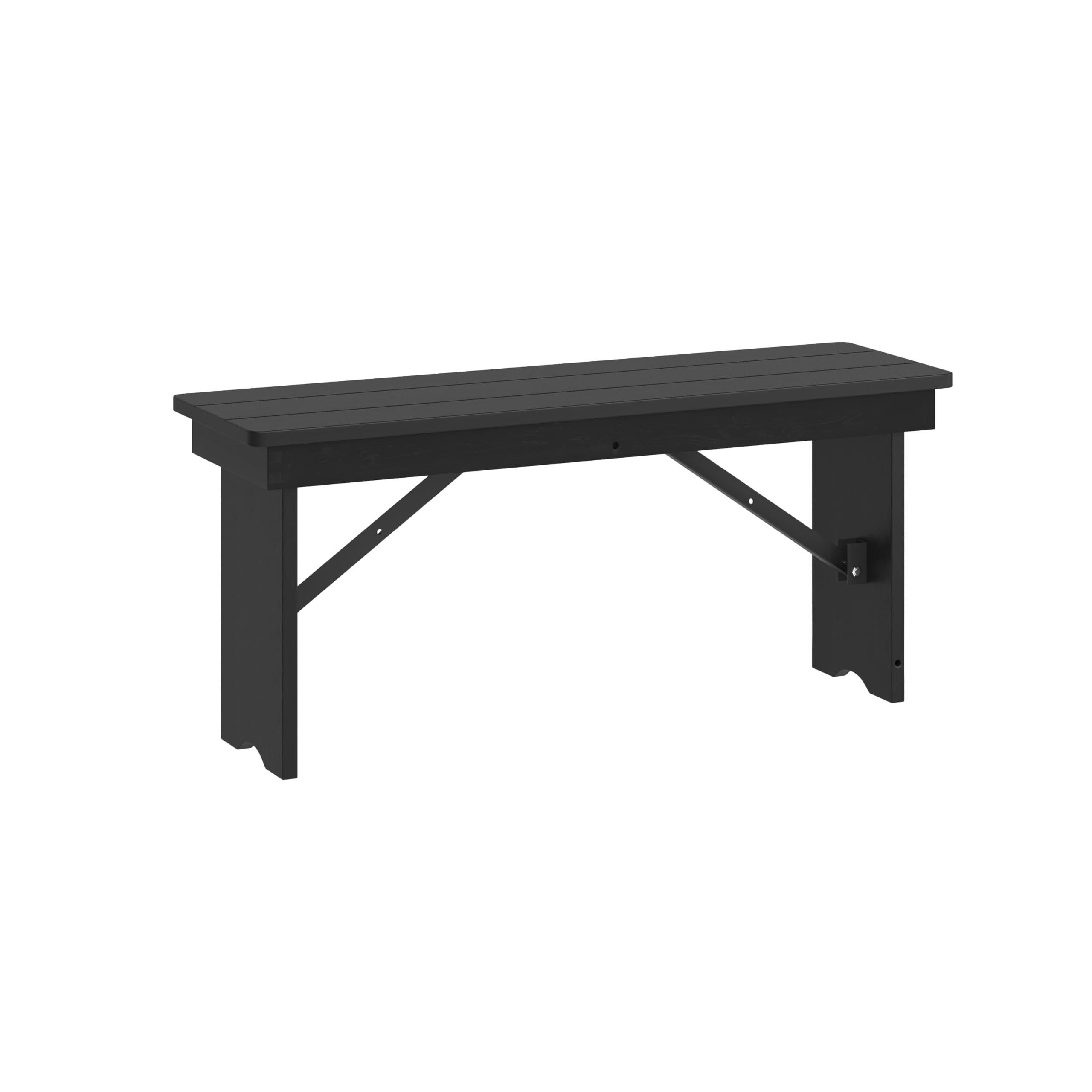 Flash Furniture HERCULES Series 40" x 12" Antique Rustic White Solid Pine Folding Farm Bench