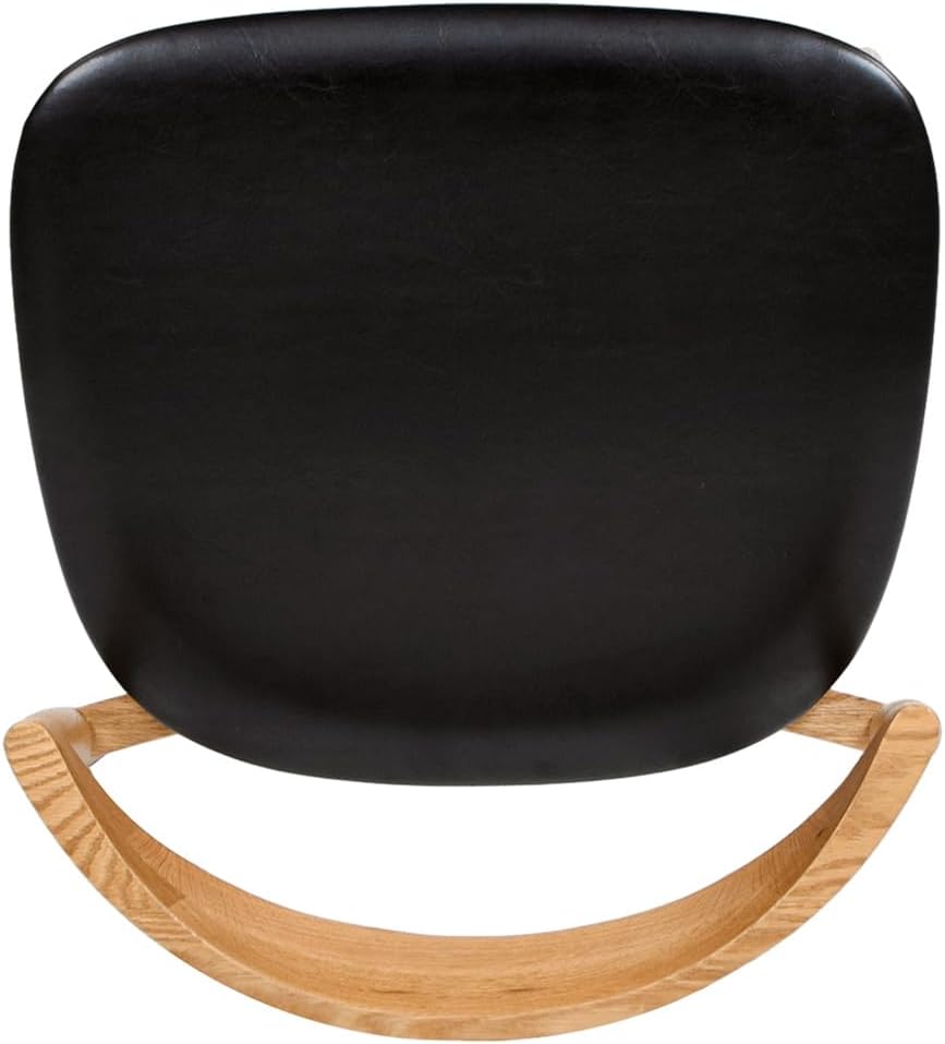 Jennifer Taylor Home Raven 20.5" Stacking Sculpted Oak Wood Dining Chair, Warm Natural Brown & Black Faux Leather Upholstery Faux Leather