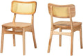 Baxton Studio Tadeo 17.7" Wood and Rattan Dining Chair in Oak Brown (Set of 2)