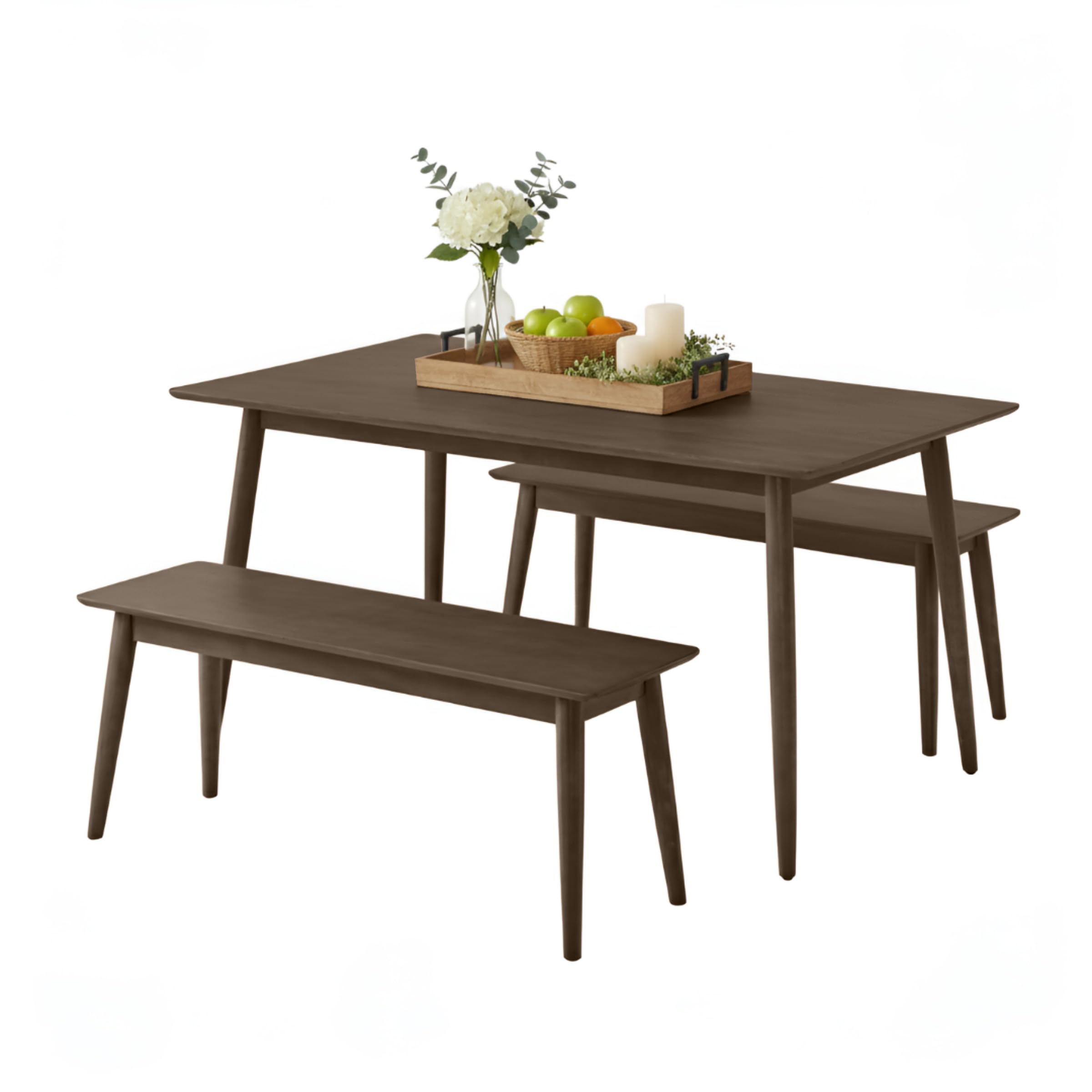 Alaterre Furniture Calais Dining – Mid Century Modern Set of 2 Dining Chairs – Solid Wood Chair Set with Minimalist Design for Dining Room or Kitchen (Warm Pecan Finish)