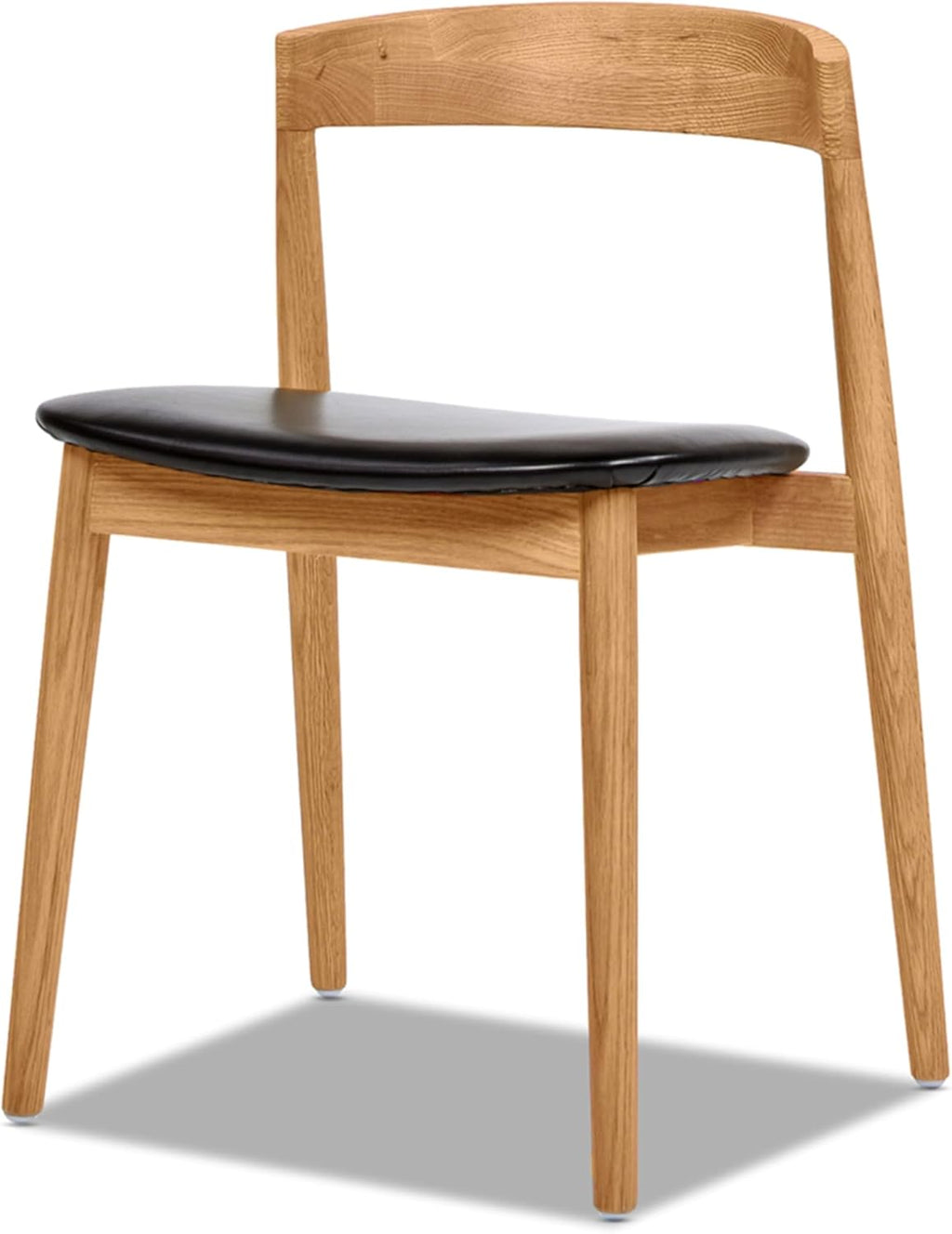 Jennifer Taylor Home Raven 20.5" Stacking Sculpted Oak Wood Dining Chair, Warm Natural Brown & Black Faux Leather Upholstery Faux Leather