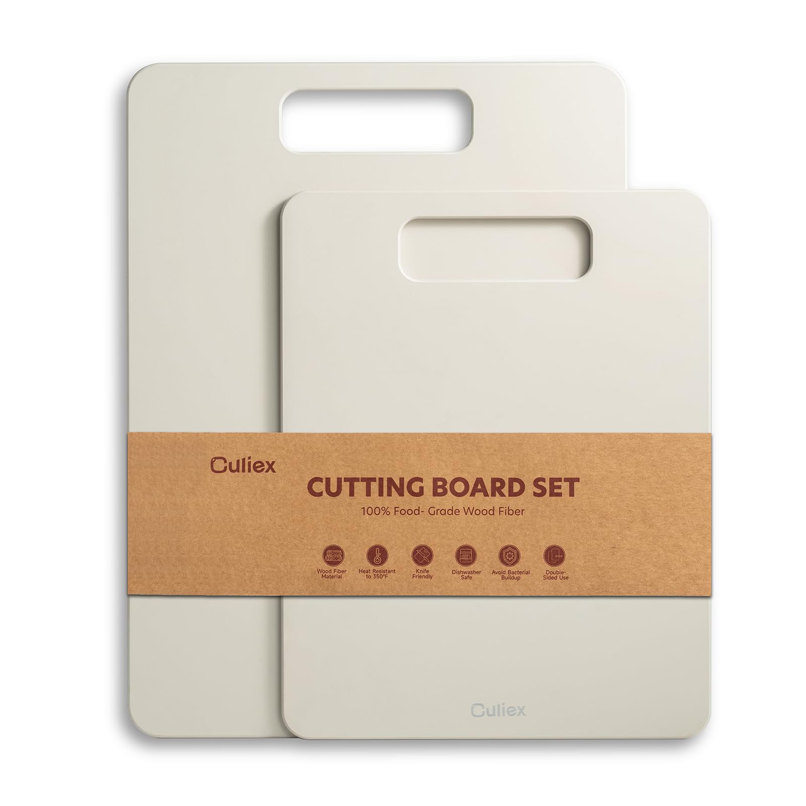 Wood Fiber Cutting Board Set of 2, Dishwasher Safe, Non-Toxic Cutting Board for Kitchen, BPA Free, Non-Slip, Non-Porous Composite Chopping Board for Meat Vegetable Fruit