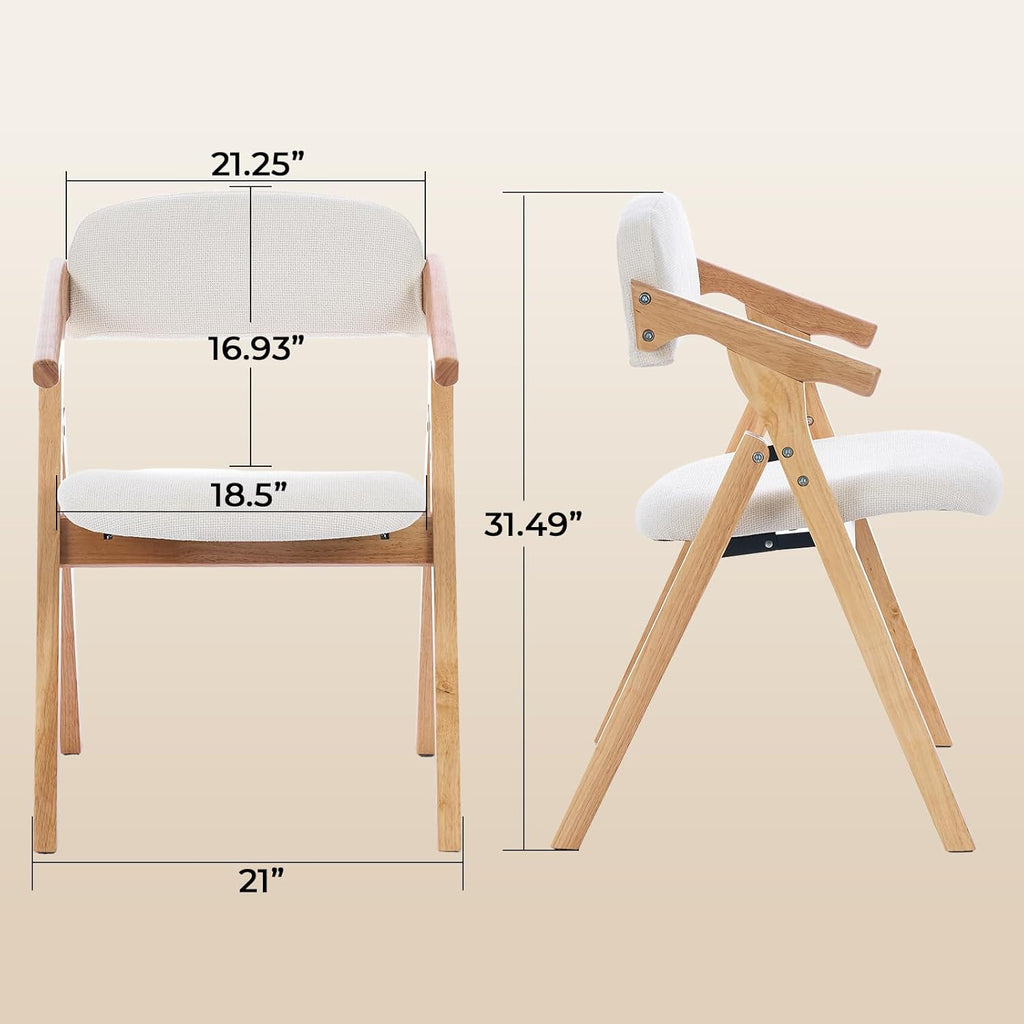 Folding Chairs with Padded Seats,Wooden Stackable Dining Chair,Easy to Store Foldable Dining Chairs for Kitchen, Living Room, Wedding Party Picnic (White)