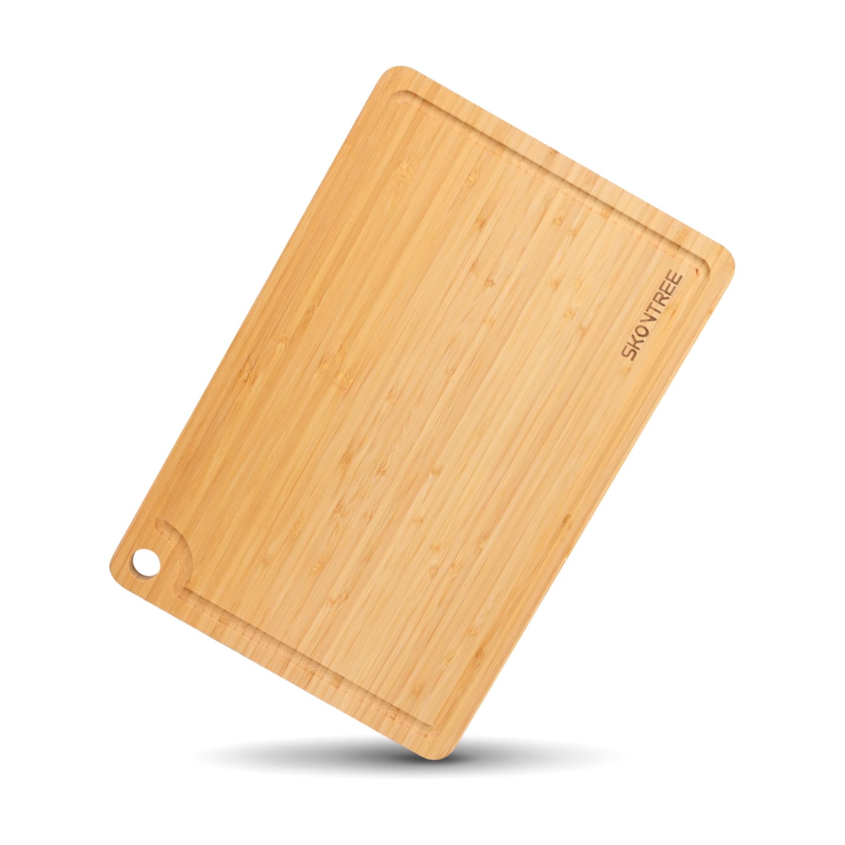 Small Bamboo Cutting Boards for Kitchen, Cutting Board with Handle, Juice Groove for Fruits Chopping, Mini Lightweight 9"L x 6"W