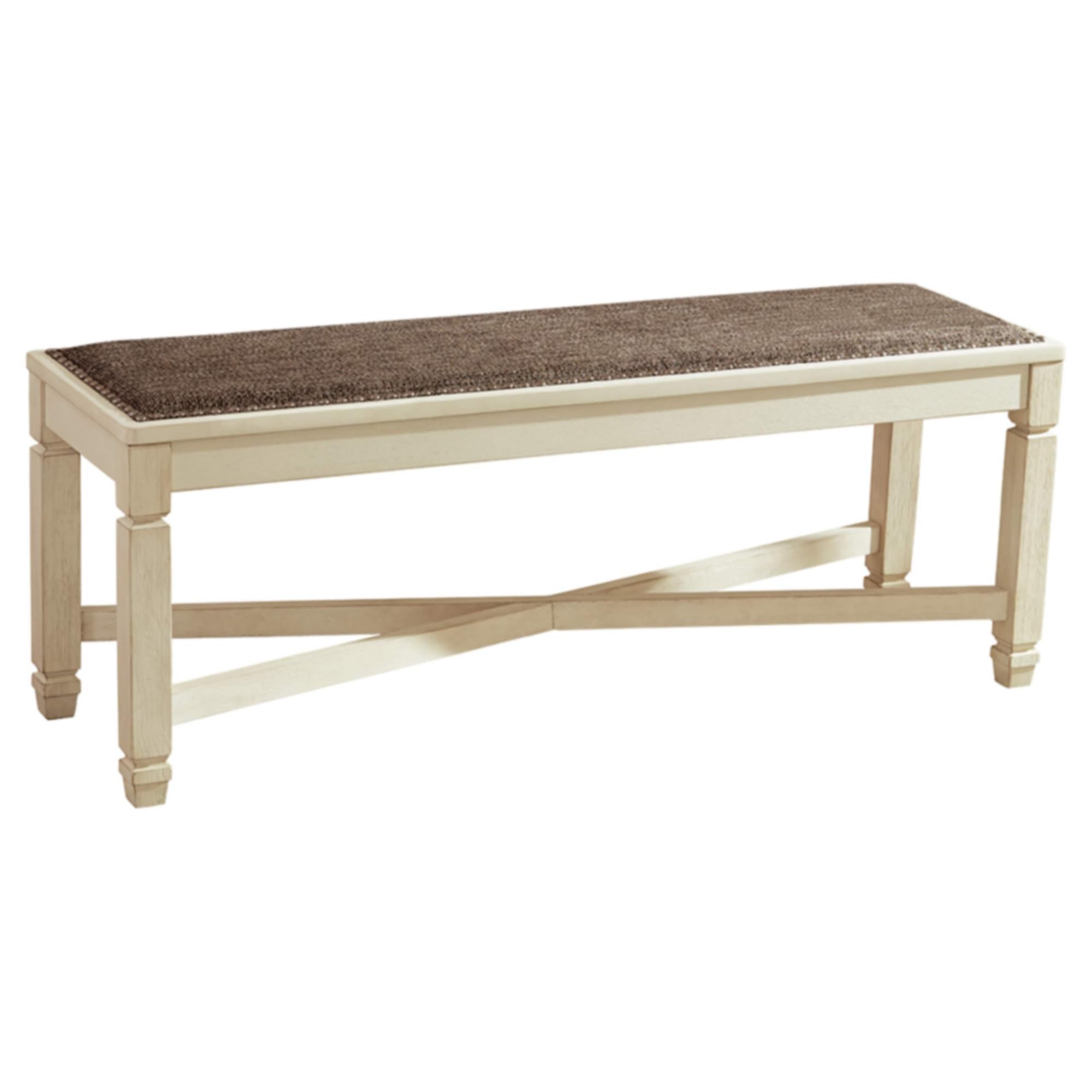Signature Design by Ashley Bolanburg Double Upholstered Bench, Counter Height, Whitewash