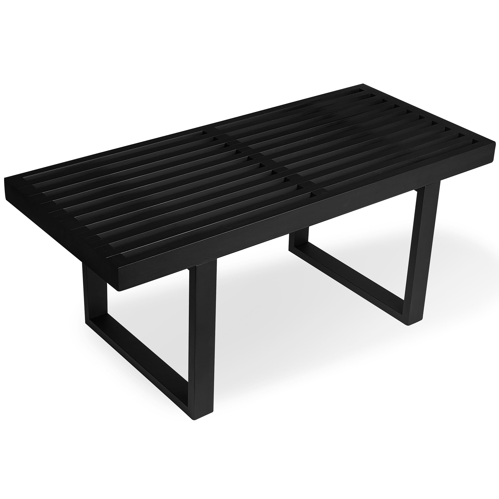 SWEVEN Bamboo Natural 36 inch Wooden Bench, Small Wood Benches for Entryway, Living & Dining Room, Kitchen, Bedroom, Bathroom, Hallway, Front Door Indoor & Outdoor Patio Use, Mid Century Modern Decor