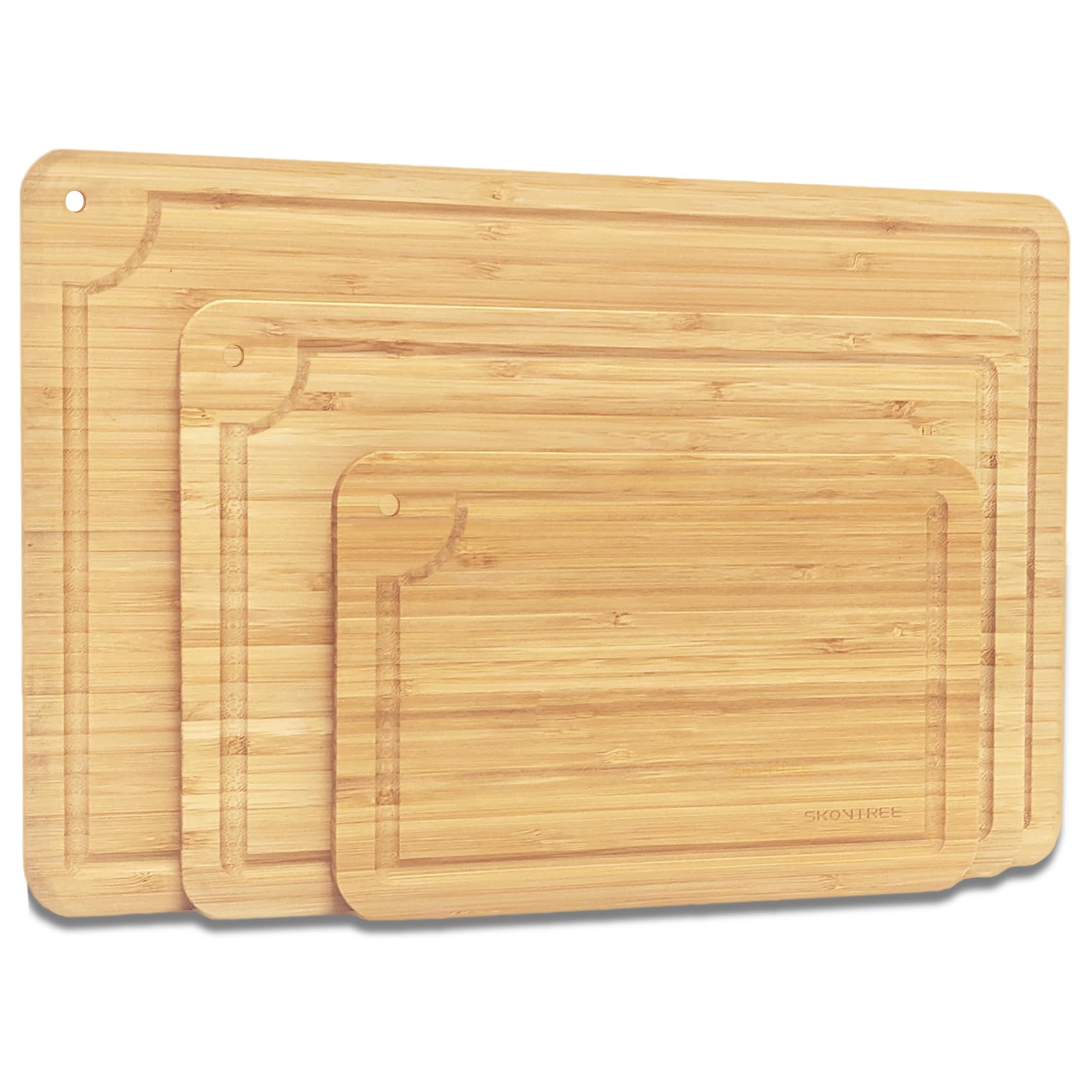 Small Bamboo Cutting Boards for Kitchen, Cutting Board with Handle, Juice Groove for Fruits Chopping, Mini Lightweight 9"L x 6"W