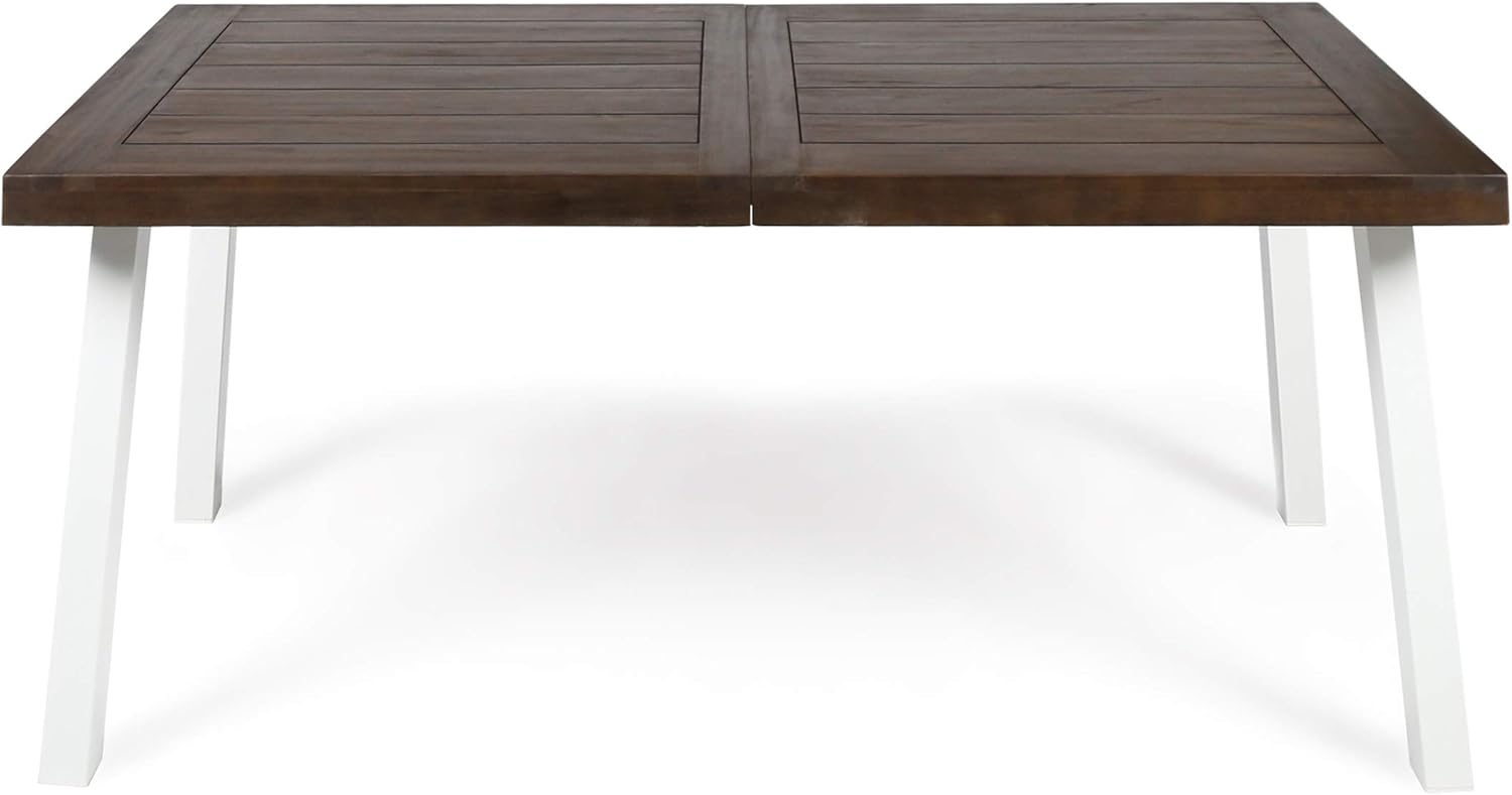 Christopher Knight Home Della Acacia Wood Dining Table, Teak Finish With Rustic Metal