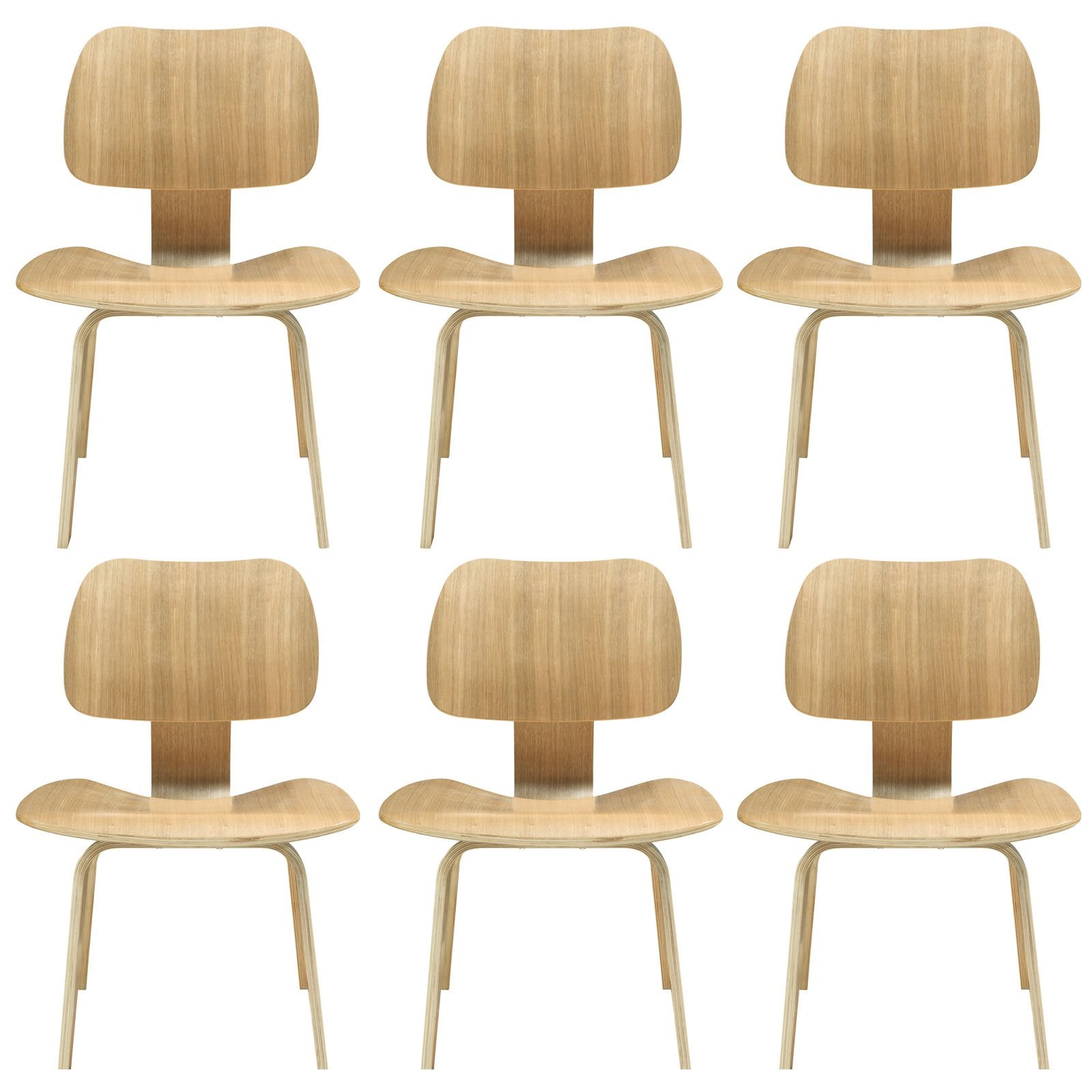 Modway Fathom Mid-Century Modern Molded Plywood Kitchen and Dining Room Chair in Natural
