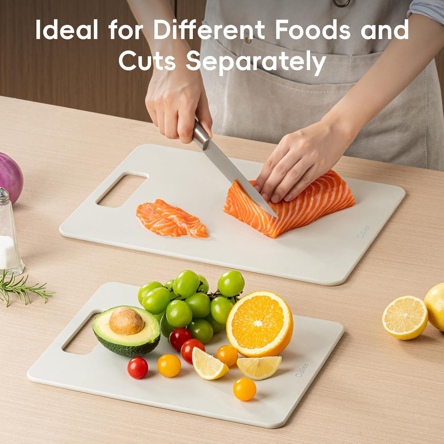 Wood Fiber Cutting Board Set of 2, Dishwasher Safe, Non-Toxic Cutting Board for Kitchen, BPA Free, Non-Slip, Non-Porous Composite Chopping Board for Meat Vegetable Fruit