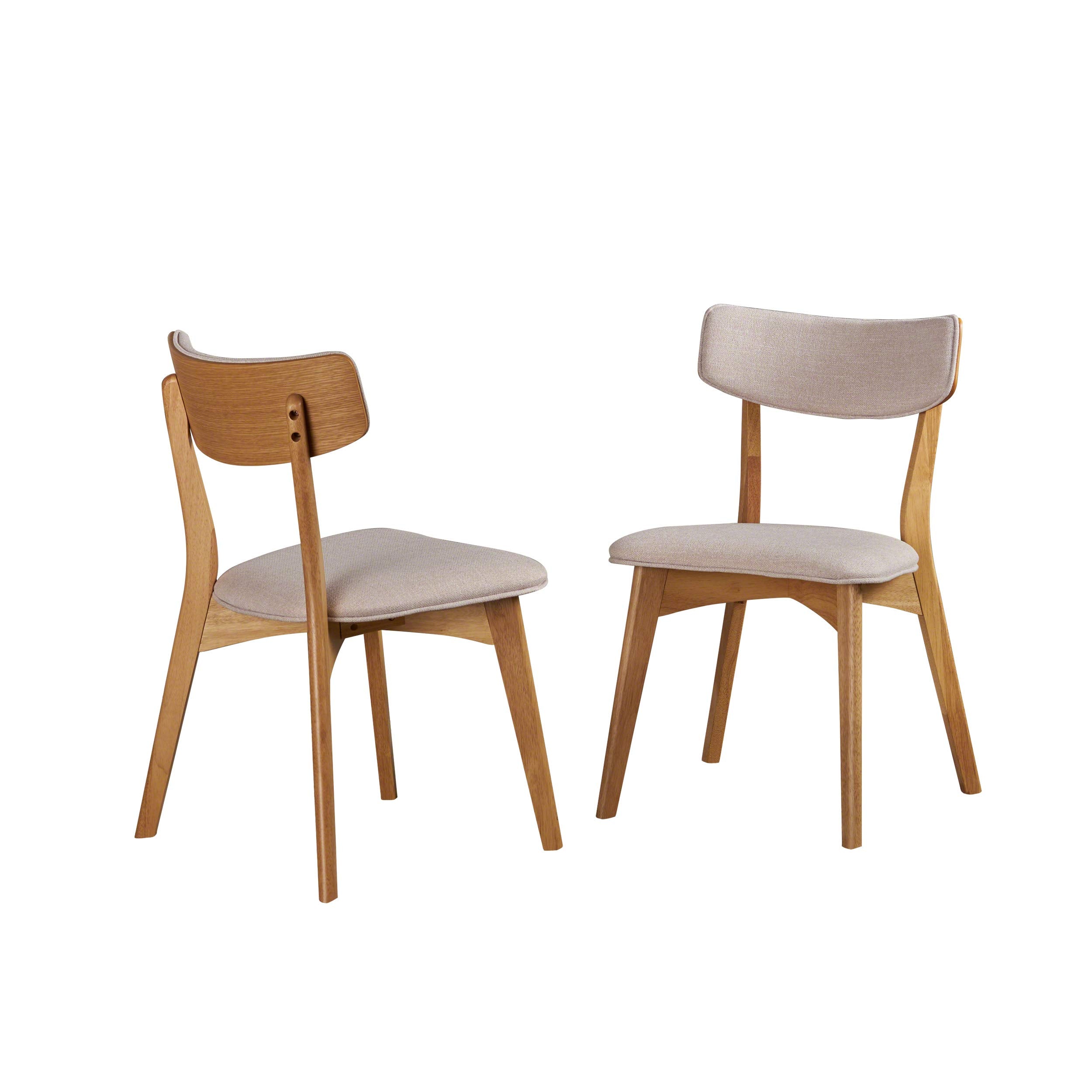 Christopher Knight Home Abrielle Mid-Century Modern Fabric Dining Chairs with Natural Walnut Finished Rubberwood Frame, 2-Pcs Set, Dark Grey / Natural Walnut