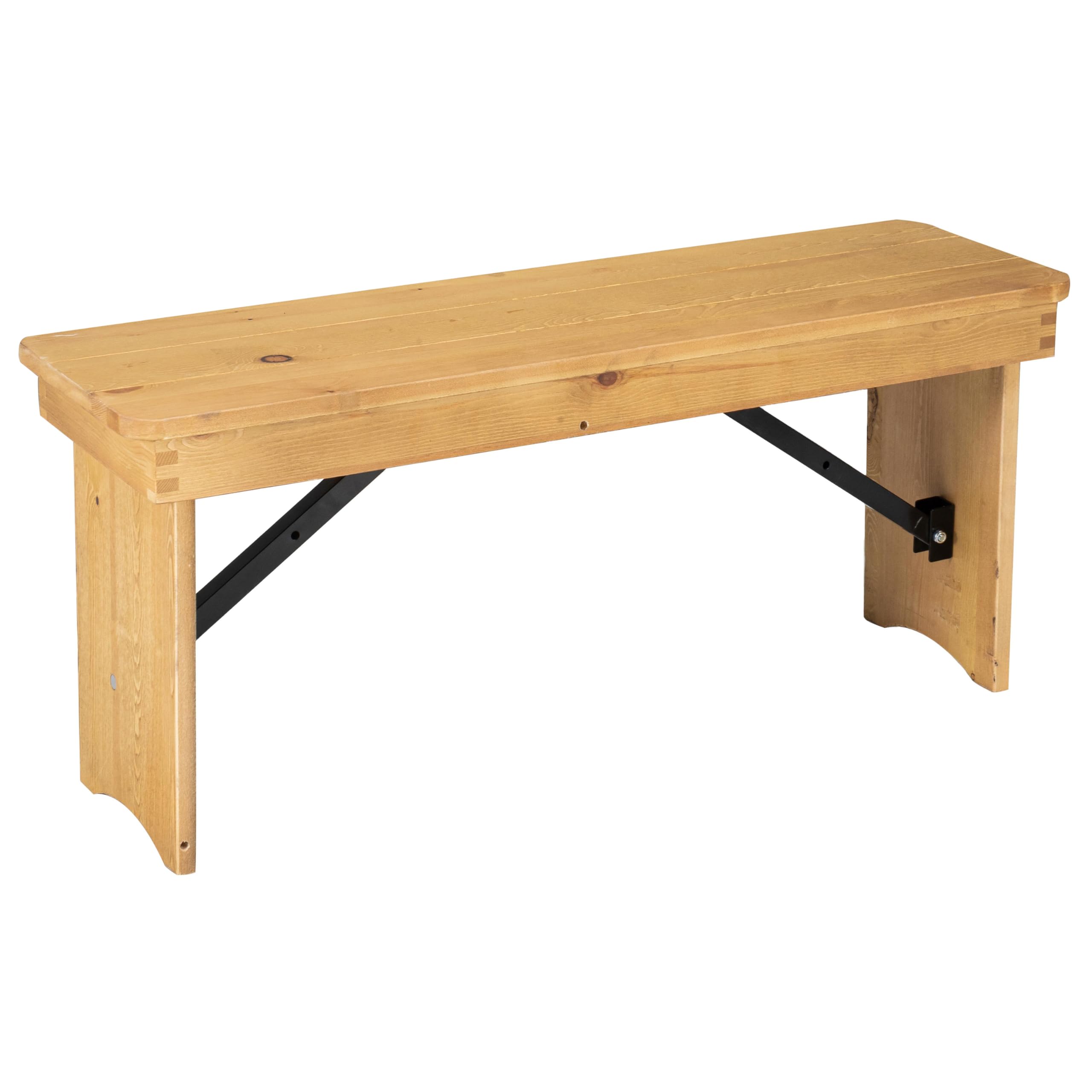 Flash Furniture HERCULES Series 40" x 12" Antique Rustic White Solid Pine Folding Farm Bench