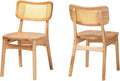 Baxton Studio Tadeo Mid-Century Modern Oak Brown Finished Wood and Rattan 2-Piece Dining Chair Set