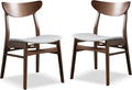Furniture of America Beck Mid-Century Modern Dining Chairs Set of 2, Solid Wood with Curved Backrest and Angled Legs, Boucle Fabric Padded Seat for Dinner Room, Kitchen, or Living Space, Walnut Brown