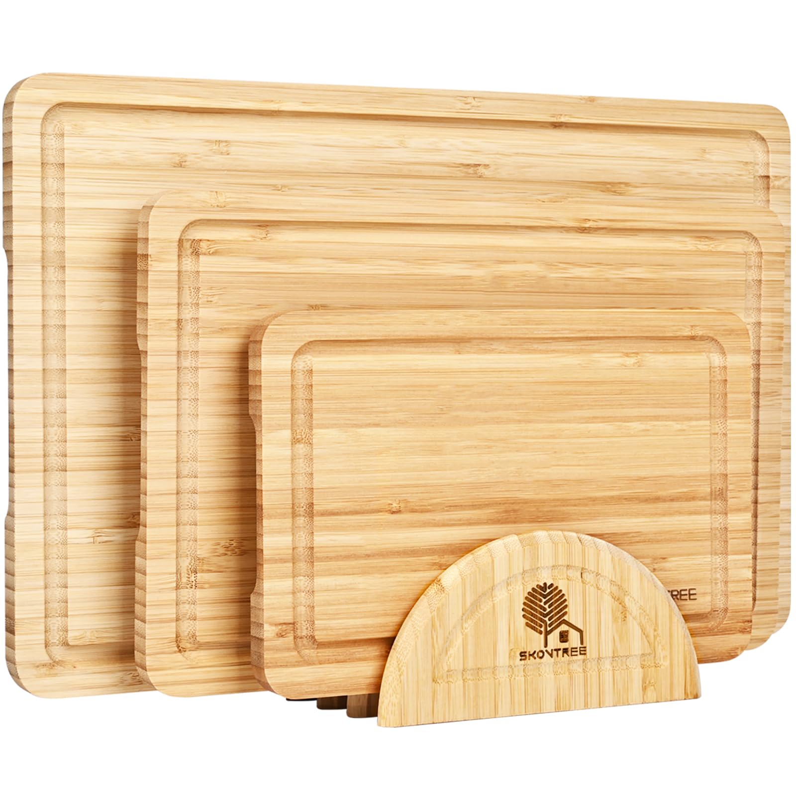 Small Bamboo Cutting Boards for Kitchen, Cutting Board with Handle, Juice Groove for Fruits Chopping, Mini Lightweight 9"L x 6"W