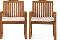 Christopher Knight Home Della Acacia Wood Outdor Dining Chairs, 2-Pcs Set, Teak Finish With Rustic Metal