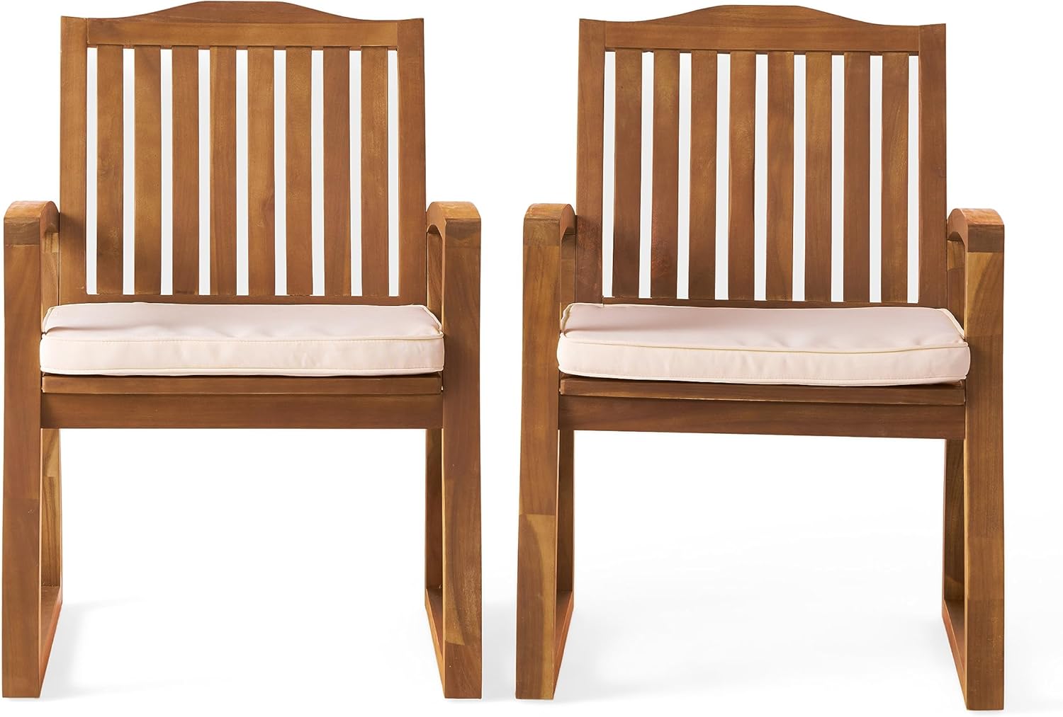 Christopher Knight Home Della Acacia Wood Outdor Dining Chairs, 2-Pcs Set, Teak Finish With Rustic Metal