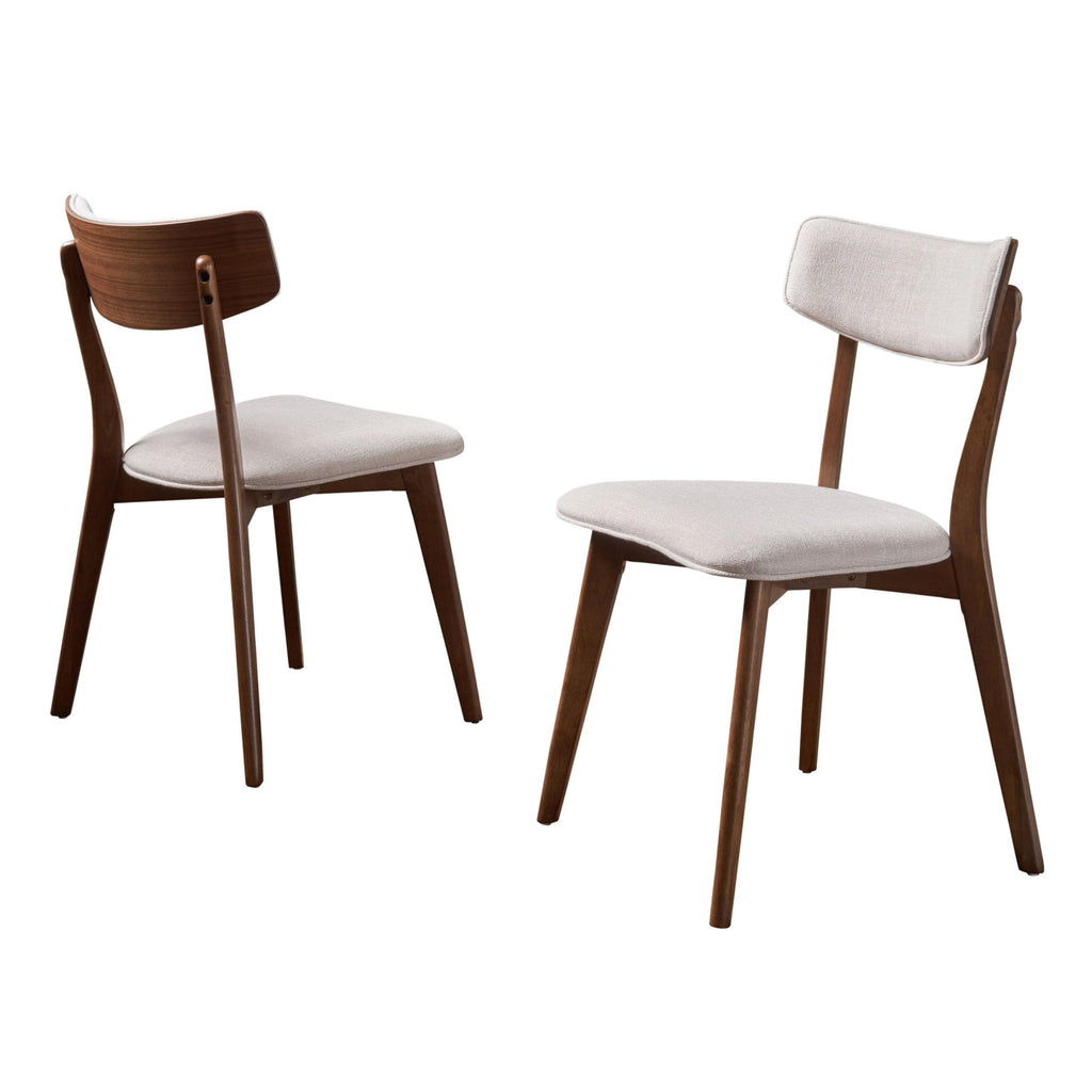 Christopher Knight Home Abrielle Mid-Century Modern Fabric Dining Chairs with Natural Walnut Finished Rubberwood Frame, 2-Pcs Set, Dark Grey / Natural Walnut