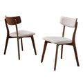 Christopher Knight Home Abrielle Mid-Century Modern Fabric Dining Chairs with Natural Walnut Finished Rubberwood Frame, 2-Pcs Set, Dark Grey / Natural Walnut