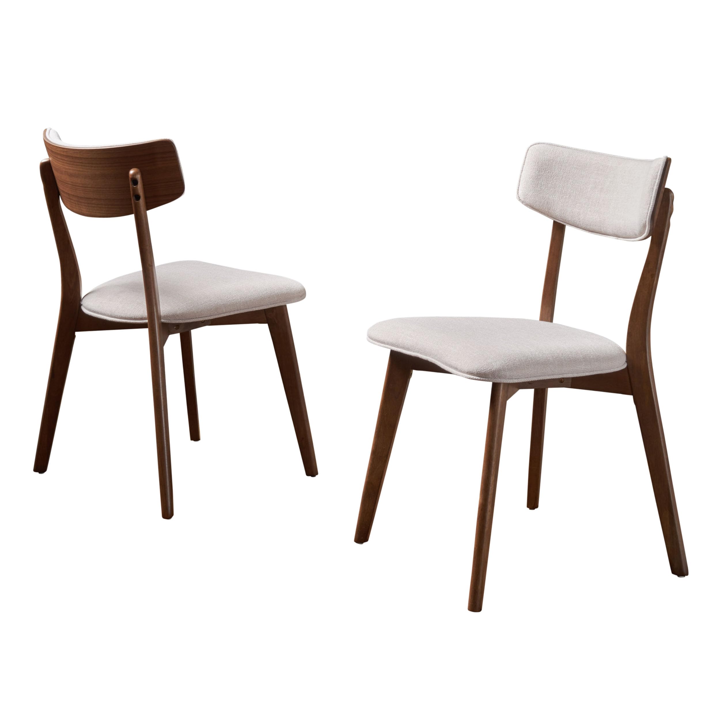 Christopher Knight Home Abrielle Mid-Century Modern Fabric Dining Chairs with Natural Walnut Finished Rubberwood Frame, 2-Pcs Set, Dark Grey / Natural Walnut
