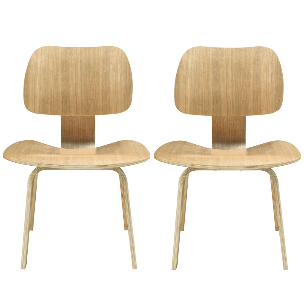 Modway Fathom Mid-Century Modern Molded Plywood Kitchen and Dining Room Chair in Natural