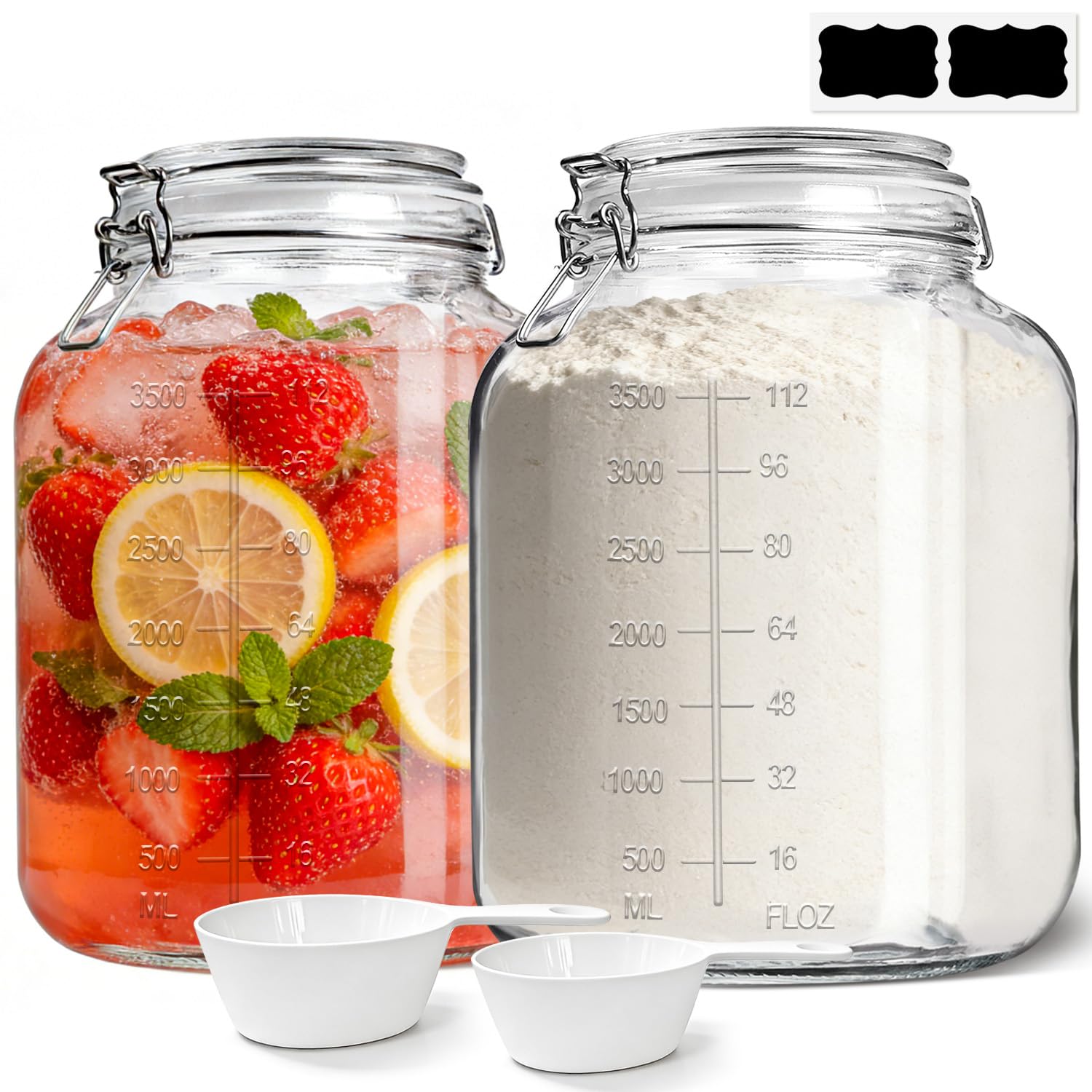 34oz 6 Pack Glass Jars with Airtight Lids - Round Food Storage Canisters for Pantry Organization, Ideal for Sugar, Cookies, Candy, Coffee, Nuts & Dry Goods | Thick Glass,BPA-Free