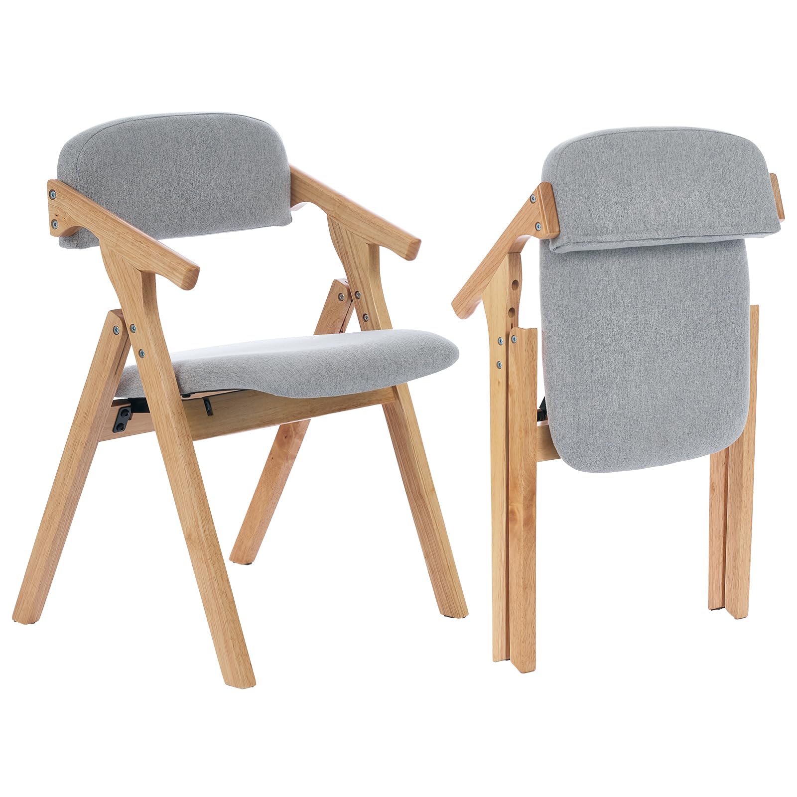 Folding Chairs with Padded Seats,Wooden Stackable Dining Chair,Easy to Store Foldable Dining Chairs for Kitchen, Living Room, Wedding Party Picnic (White)