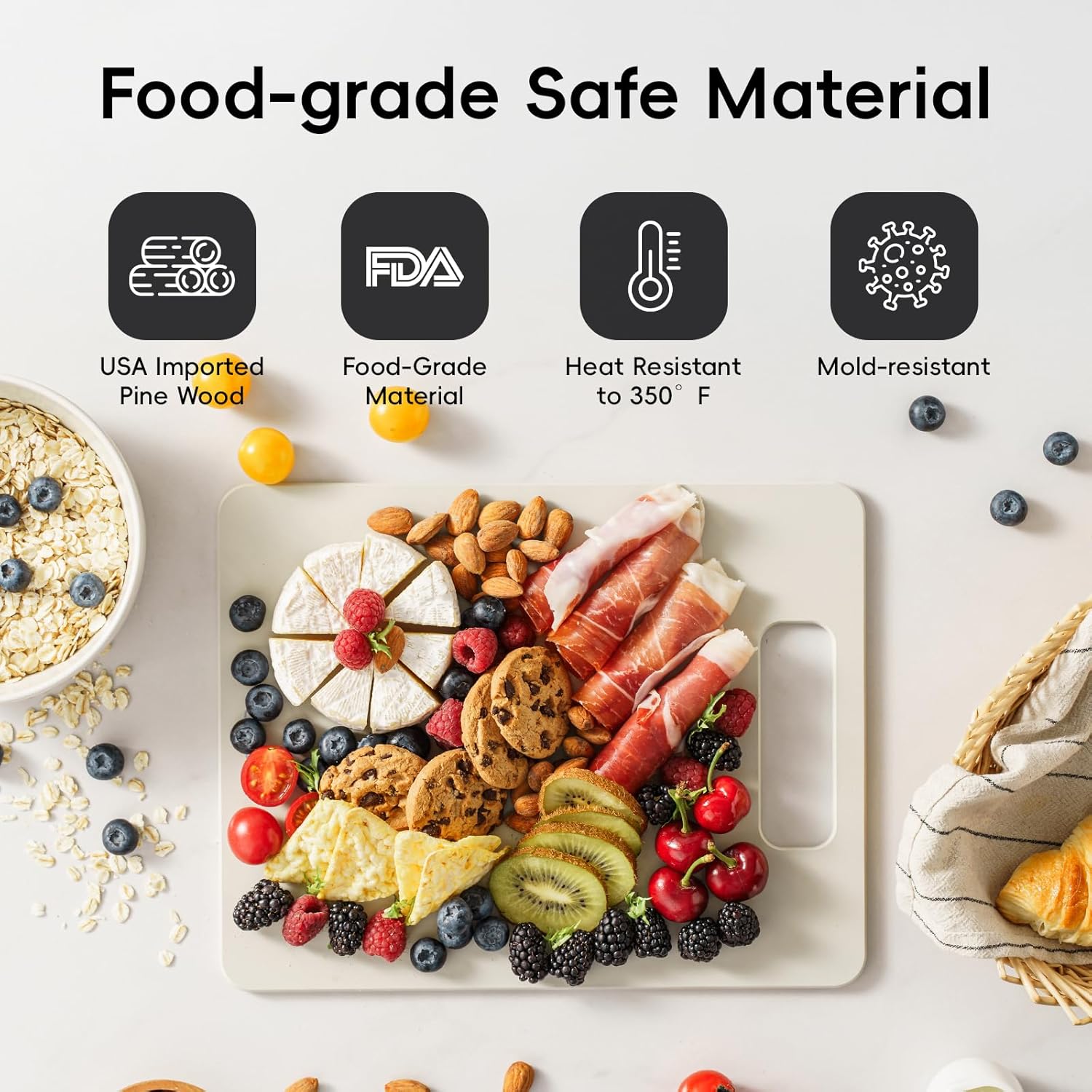 Wood Fiber Cutting Board Set of 2, Dishwasher Safe, Non-Toxic Cutting Board for Kitchen, BPA Free, Non-Slip, Non-Porous Composite Chopping Board for Meat Vegetable Fruit