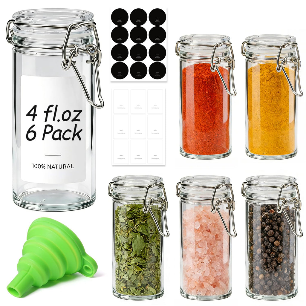 ComSaf 6-Pack 17oz Short Glass Jars for Drawers, Small Airtight Food Canisters for Spices, Nuts & Kids Snacks, Pint Sized Canning Jar Set for Jams, Pickles & Pantry Organization