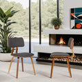 Armen Living Jaguar Mid-Century Dining Chair in Walnut Wood and Green Fabric