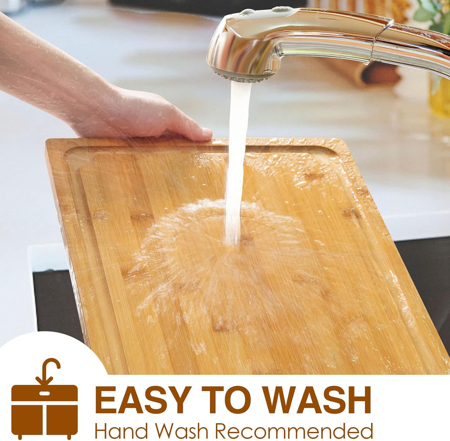Extra Large Cutting Board, 17.6" Bamboo Cutting Boards for Kitchen with Juice Groove and Handles Kitchen Chopping Board for Meat Cheese board Heavy Duty Serving Tray, XL, Empune