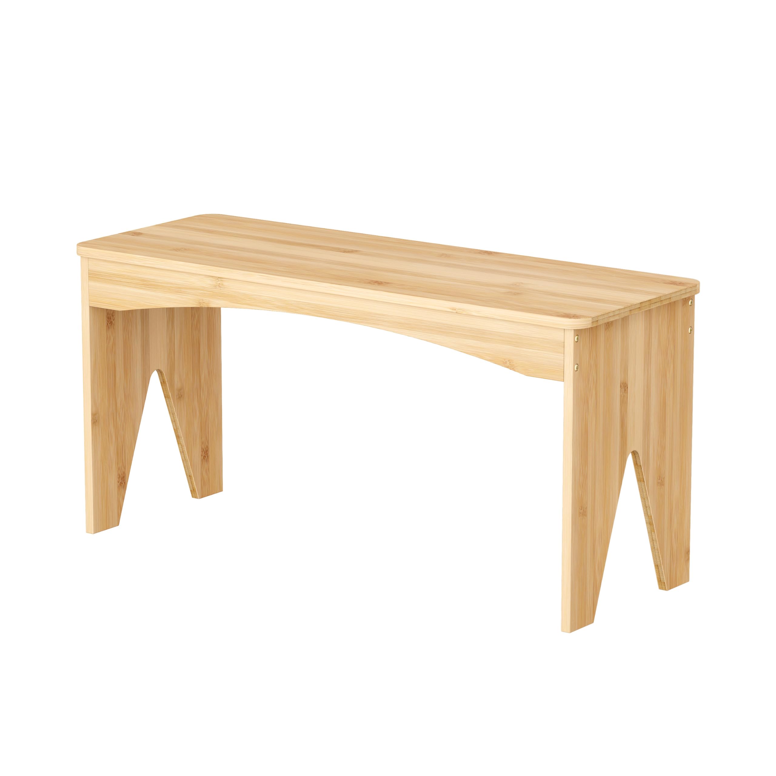 APRTAT Bamboo 35.4" Dining Room Bench, Modern Farmhouse Kitchen Table Bench, Long Indoor Bench Seat for Entryway, Living Room, Bedroom, Hallway - White