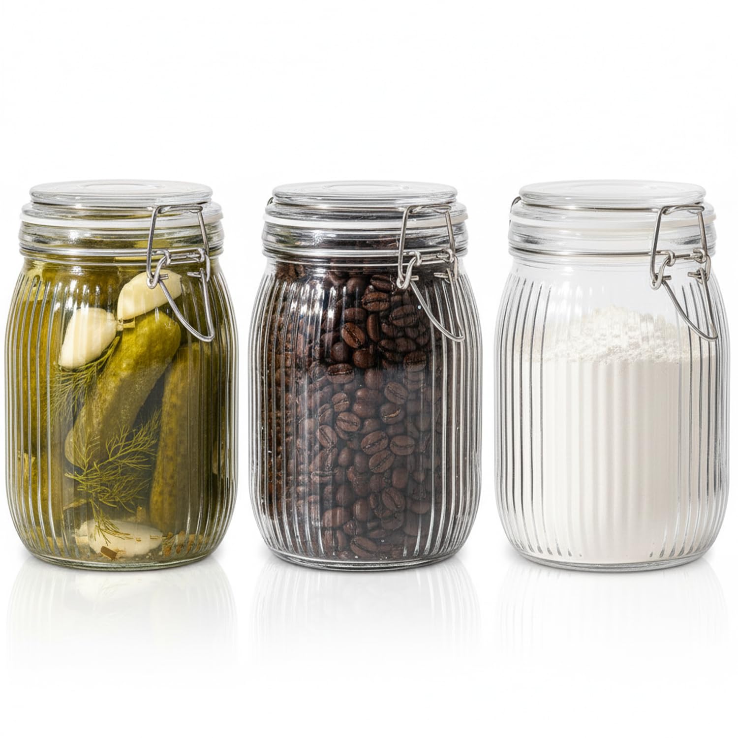 ComSaf 6-Pack 17oz Short Glass Jars for Drawers, Small Airtight Food Canisters for Spices, Nuts & Kids Snacks, Pint Sized Canning Jar Set for Jams, Pickles & Pantry Organization