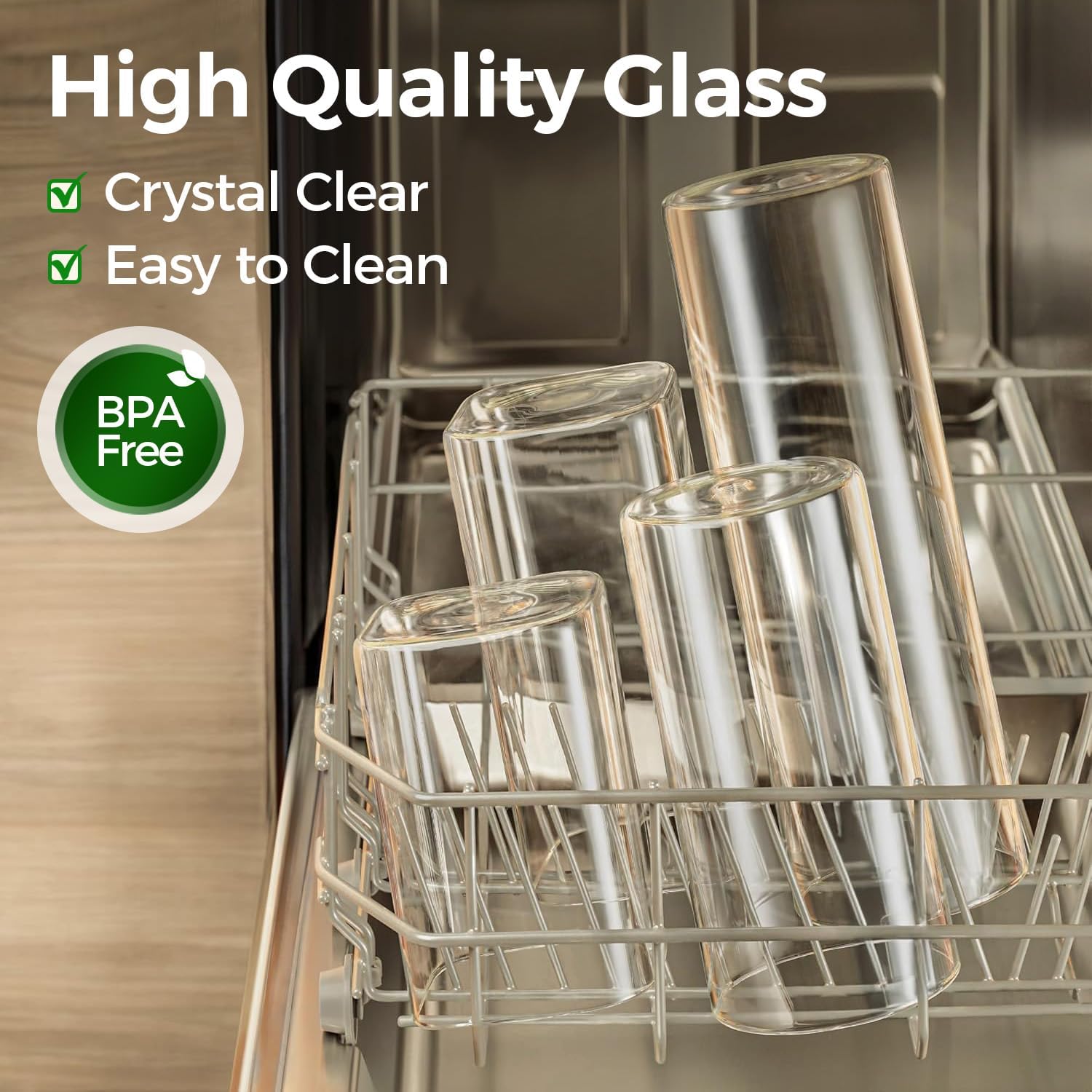 ComSaf Glass Food Storage Jars Set of 6, Tall Glass Storage Containers with Lids, Spaghetti Jar, Canisters Set for the kitchen, Pasta, Flour, Nuts, Oat, Coffee and Sugar Container, Pantry Organization