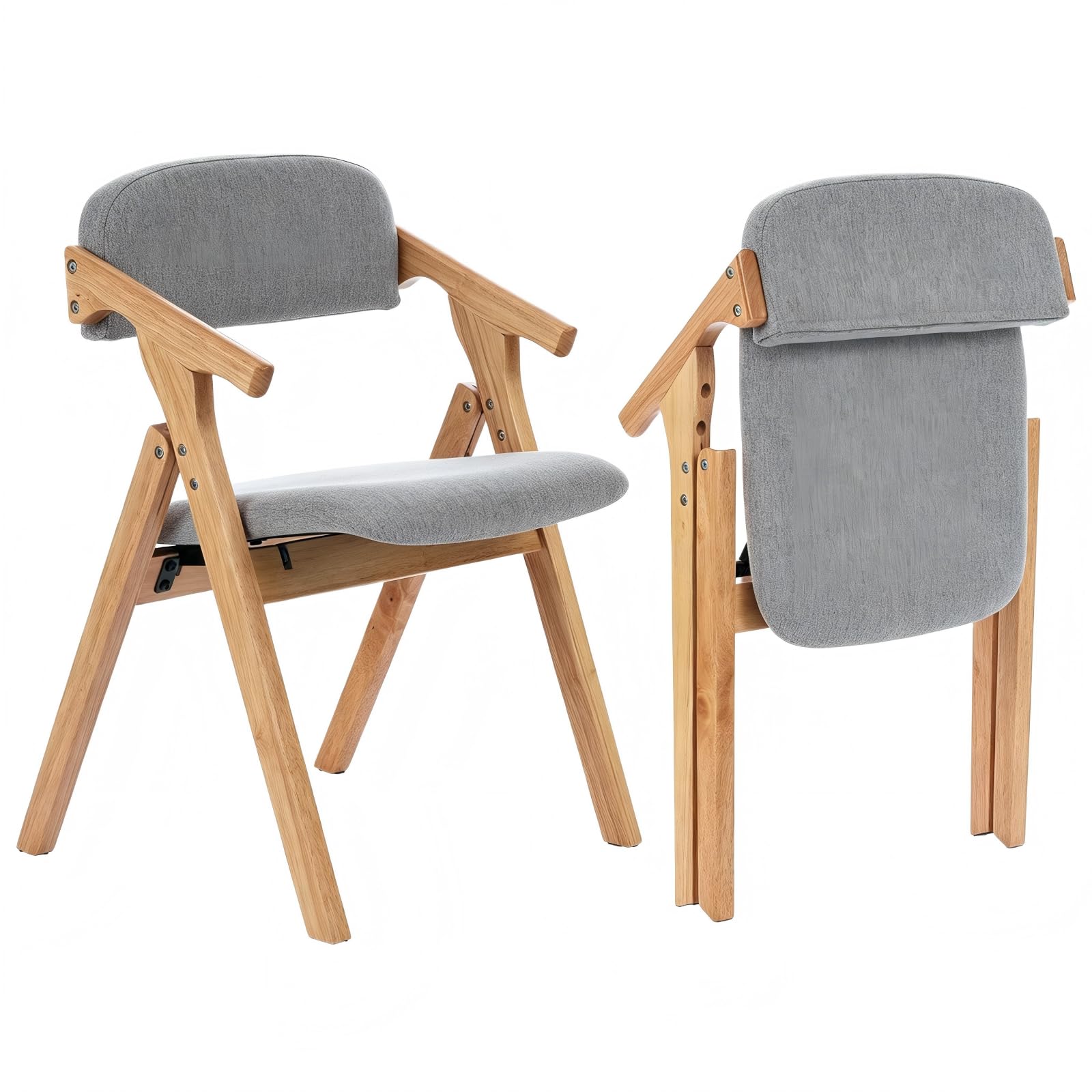 Folding Chairs with Padded Seats,Wooden Stackable Dining Chair,Easy to Store Foldable Dining Chairs for Kitchen, Living Room, Wedding Party Picnic (White)