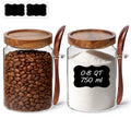 ComSaf 6PCS (1.1Qt/0.5Qt) Glass Pantry Storage Container with Acacia Wood Lid, Airtight Glass Canister with Stacked Design for Orderly Organizing, Glass Jar Organizing Dry Goods in Pantry & Cabinet