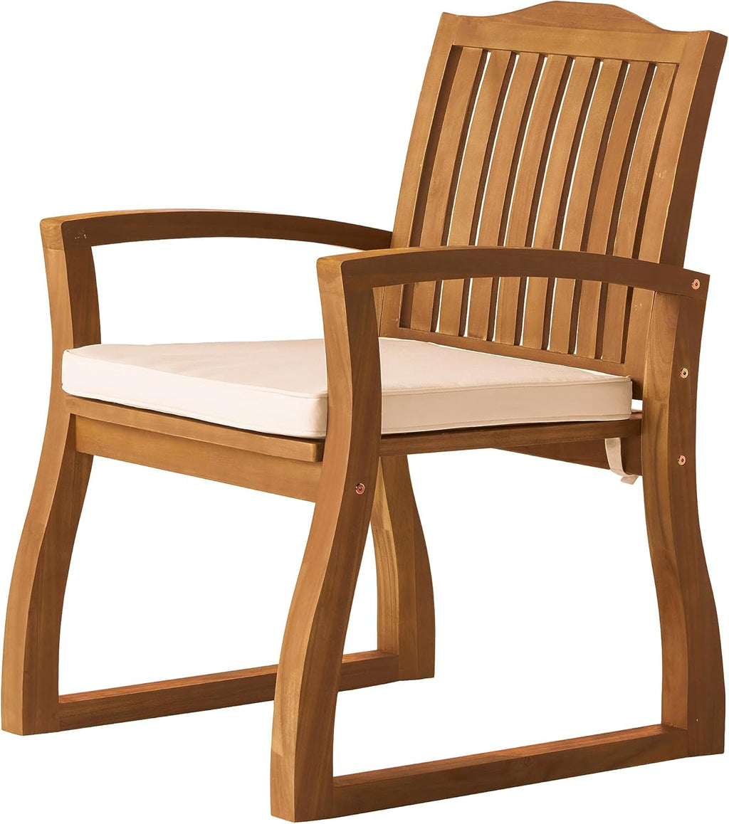 Christopher Knight Home Della Acacia Wood Outdor Dining Chairs, 2-Pcs Set, Teak Finish With Rustic Metal