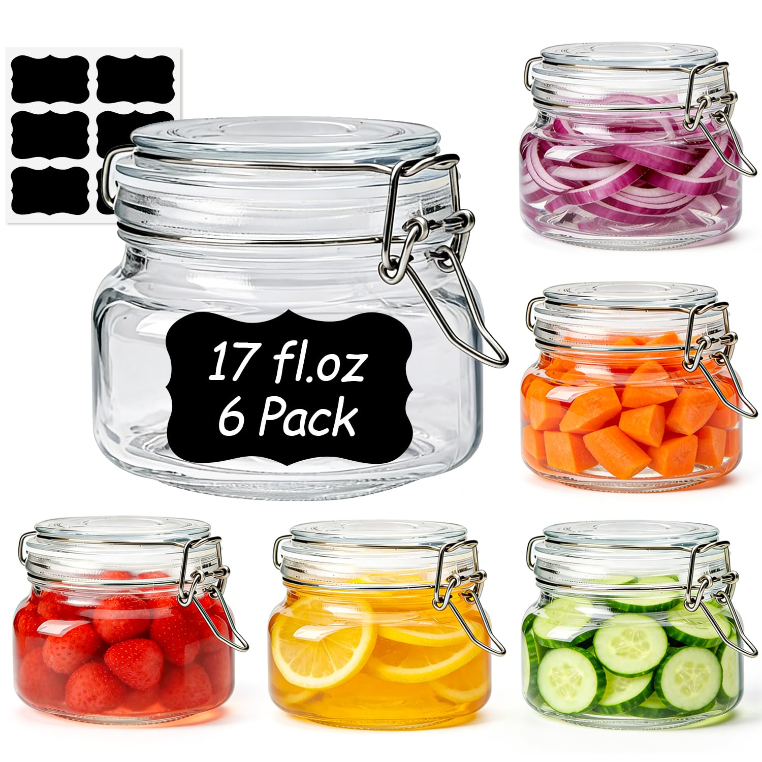 ComSaf 3-Pack 78oz Large Square Airtight Glass Jars for Bulk Food, Holds a 4lb Bag of Sugar or 5lb of Rice, Wide Mouth Canister for Flour, Coffee & Pantry Organization