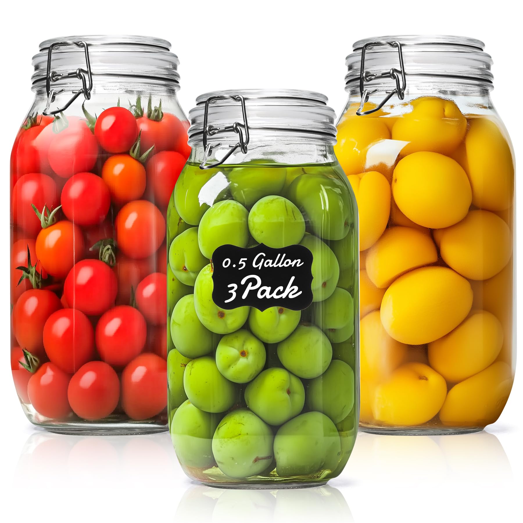 ComSaf 6-Pack 17oz Short Glass Jars for Drawers, Small Airtight Food Canisters for Spices, Nuts & Kids Snacks, Pint Sized Canning Jar Set for Jams, Pickles & Pantry Organization