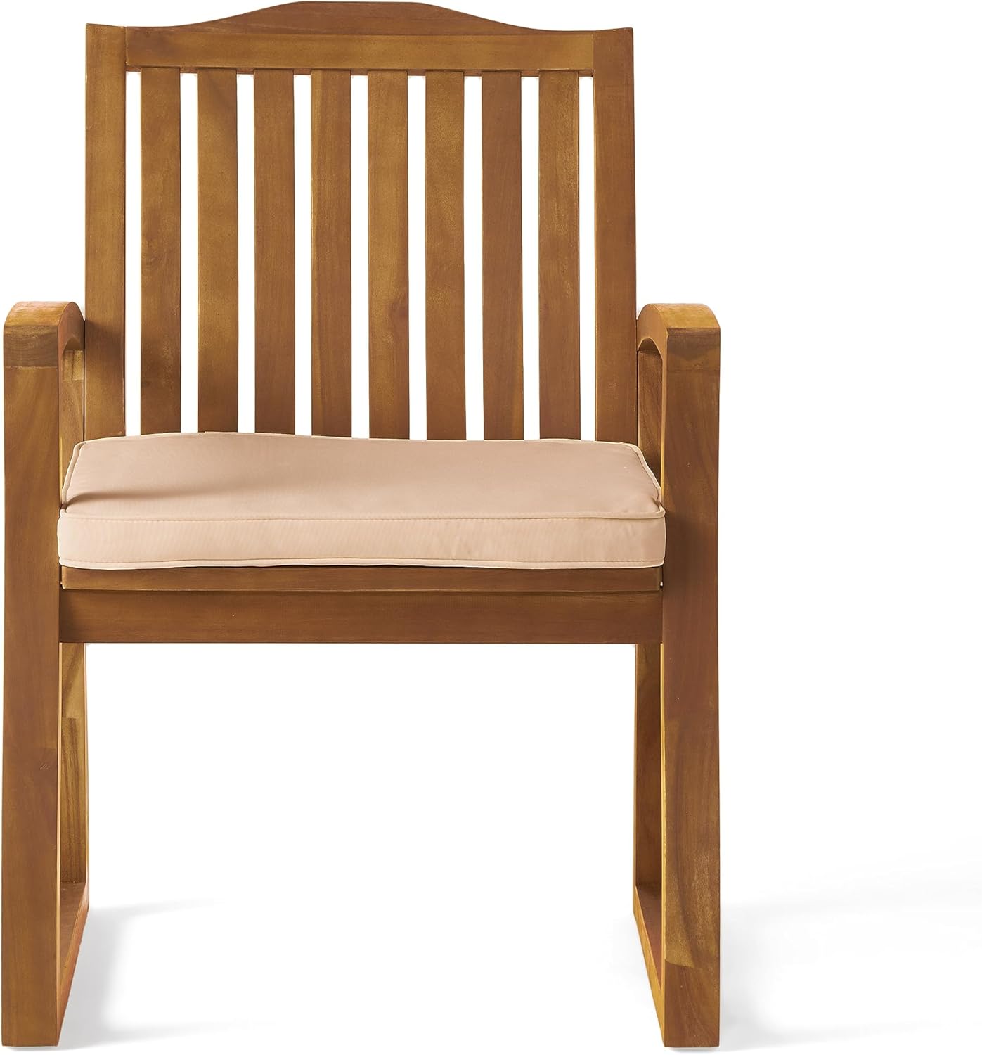 Christopher Knight Home Della Acacia Wood Outdor Dining Chairs, 2-Pcs Set, Teak Finish With Rustic Metal