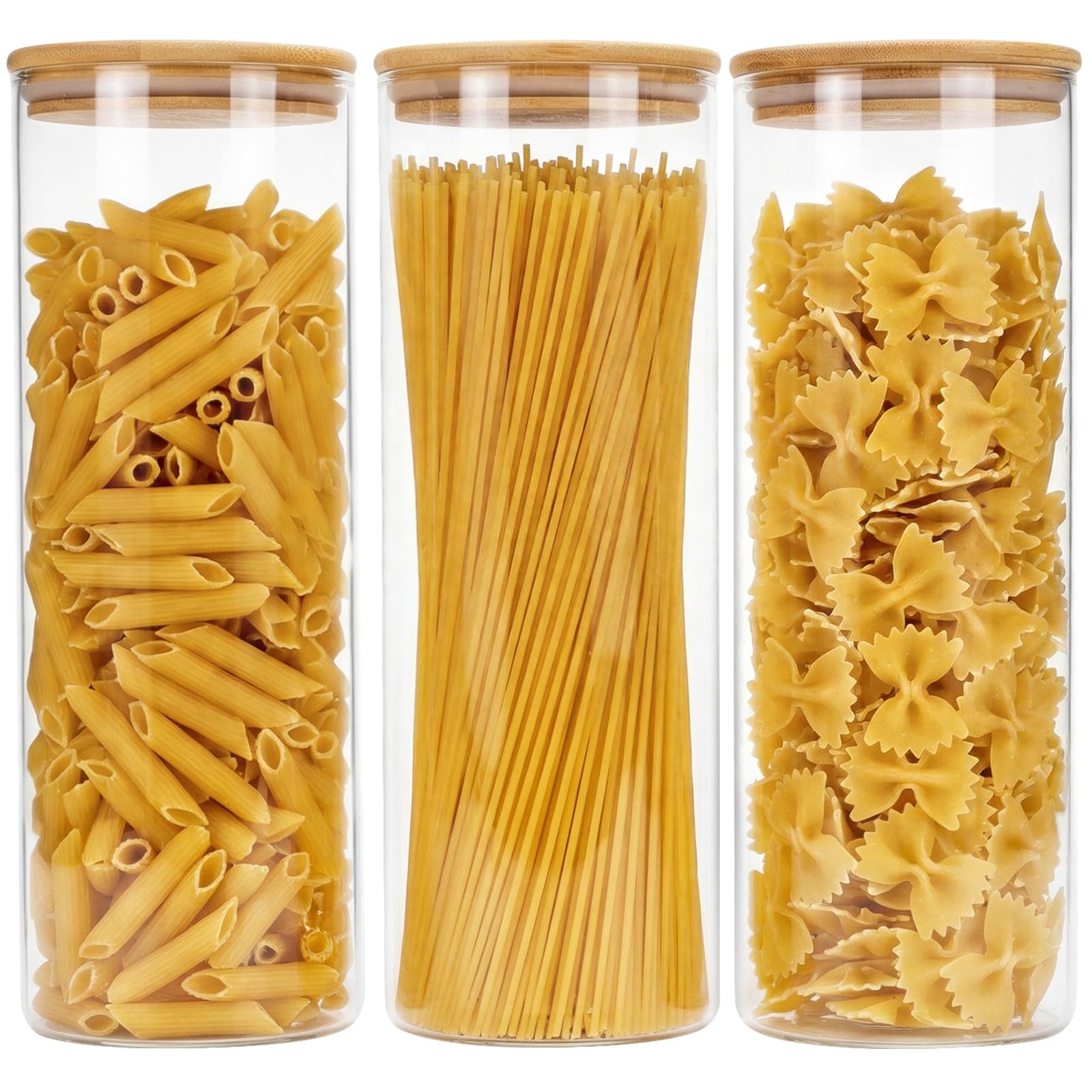 Moretoes 6 Pack 0.6qt Glass Storage Containers with Bamboo Lids, Airtight Food Storage Jars for Pantry, Dry Goods, Flour, Sugar