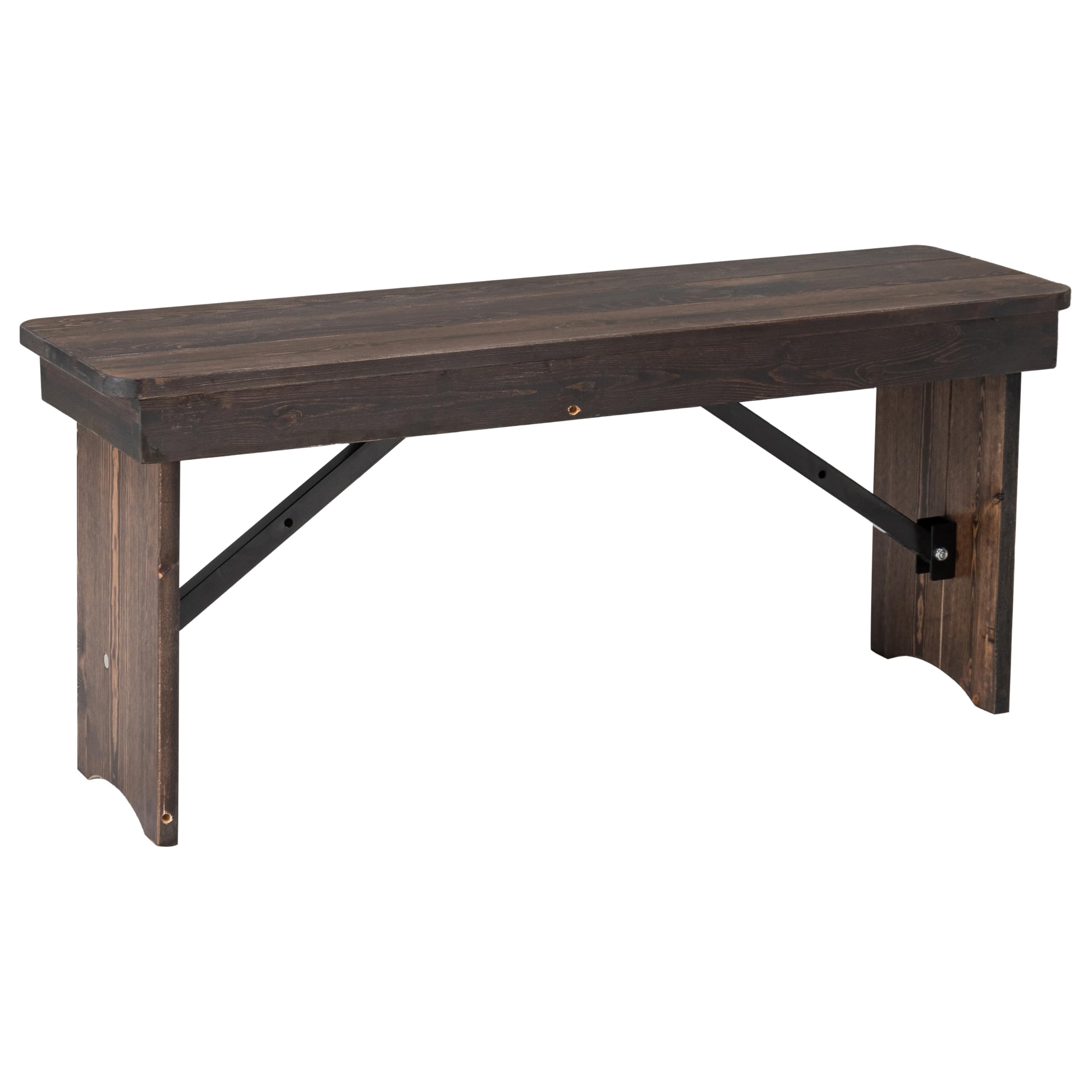 Flash Furniture HERCULES Series 40" x 12" Antique Rustic White Solid Pine Folding Farm Bench