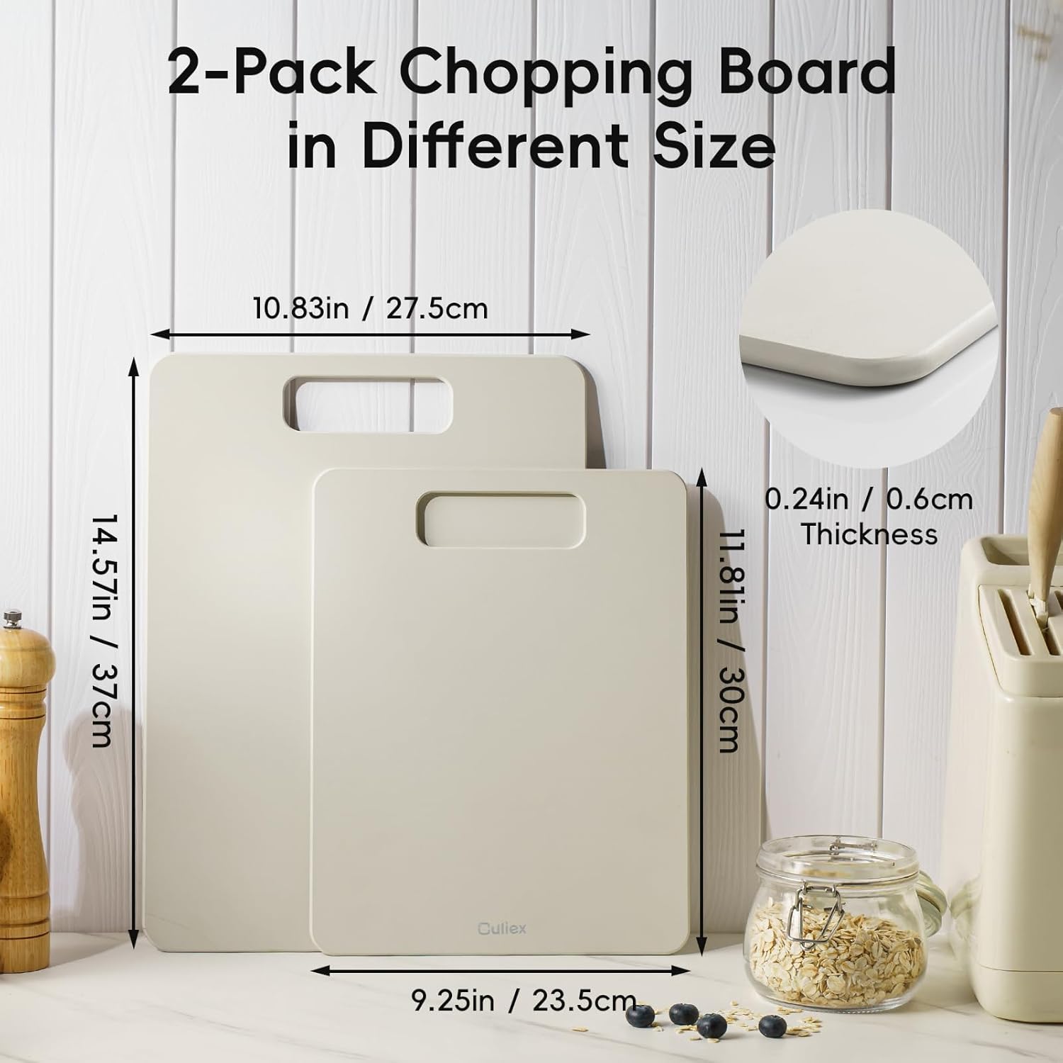 Wood Fiber Cutting Board Set of 2, Dishwasher Safe, Non-Toxic Cutting Board for Kitchen, BPA Free, Non-Slip, Non-Porous Composite Chopping Board for Meat Vegetable Fruit