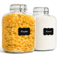 ComSaf 3-Pack 78oz Large Square Airtight Glass Jars for Bulk Food, Holds a 4lb Bag of Sugar or 5lb of Rice, Wide Mouth Canister for Flour, Coffee & Pantry Organization