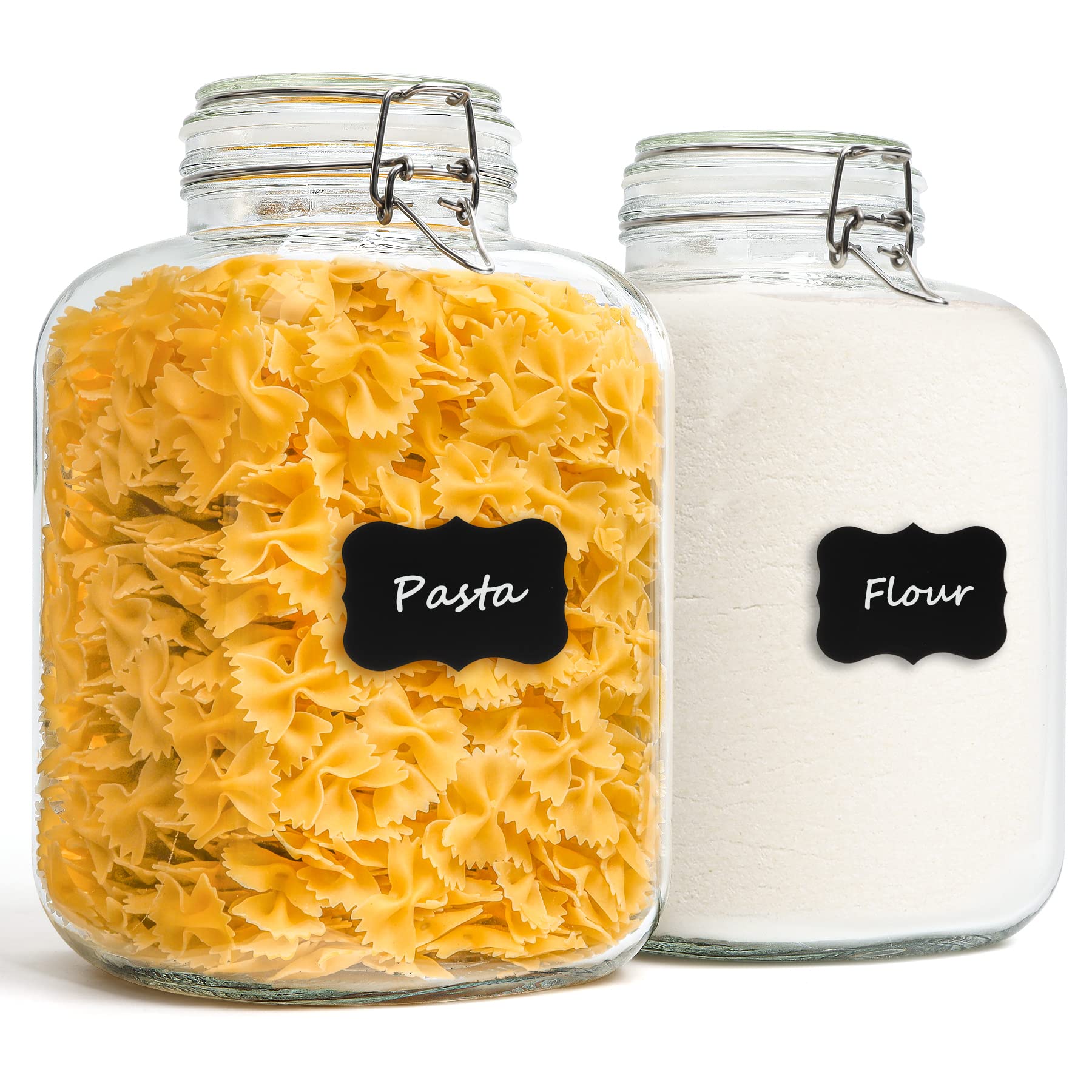 ComSaf 3-Pack 78oz Large Square Airtight Glass Jars for Bulk Food, Holds a 4lb Bag of Sugar or 5lb of Rice, Wide Mouth Canister for Flour, Coffee & Pantry Organization
