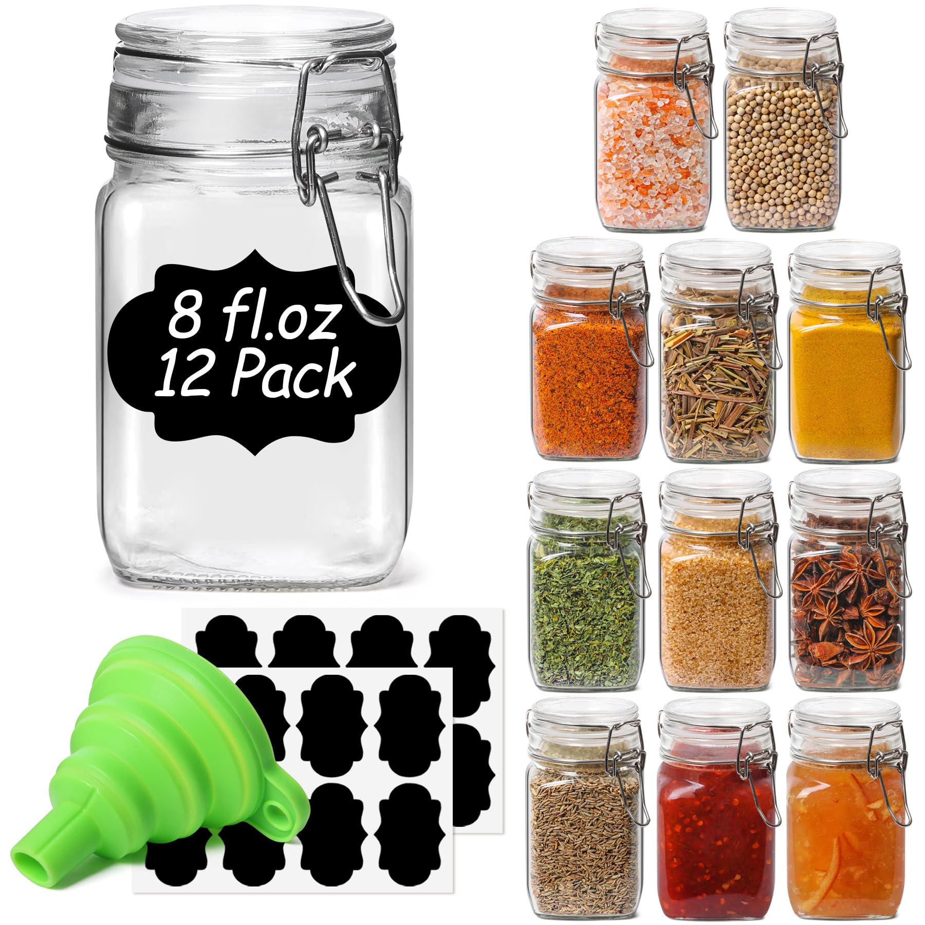 ComSaf 3-Pack 78oz Large Square Airtight Glass Jars for Bulk Food, Holds a 4lb Bag of Sugar or 5lb of Rice, Wide Mouth Canister for Flour, Coffee & Pantry Organization