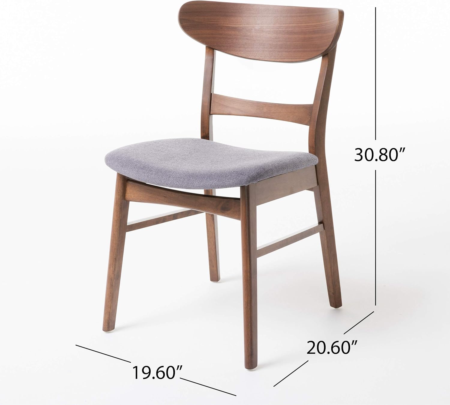 Christopher Knight Home Idalia Dining Chairs, 2-Pcs Set, Dark Grey / Walnut Finish