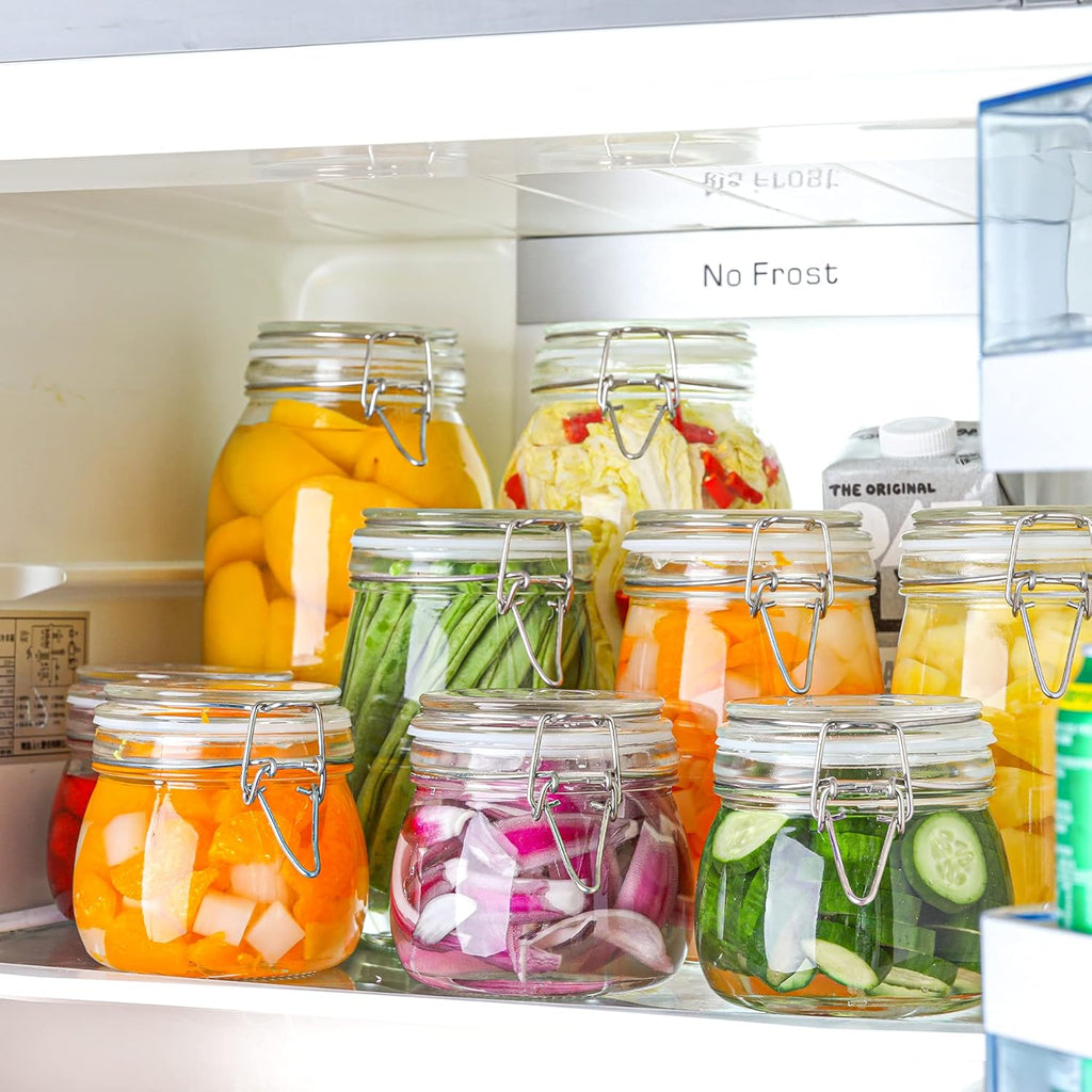 ComSaf 6-Pack 17oz Short Glass Jars for Drawers, Small Airtight Food Canisters for Spices, Nuts & Kids Snacks, Pint Sized Canning Jar Set for Jams, Pickles & Pantry Organization