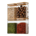 D2scrma 37oz Rectangle Airtight Glass Storage Containers with Bamboo Lids (Set of 6), Square Food Storage Jar, Pantry Organizers for Cereal, Nuts, Snacks and Coffee beans (‎with Black Lable)